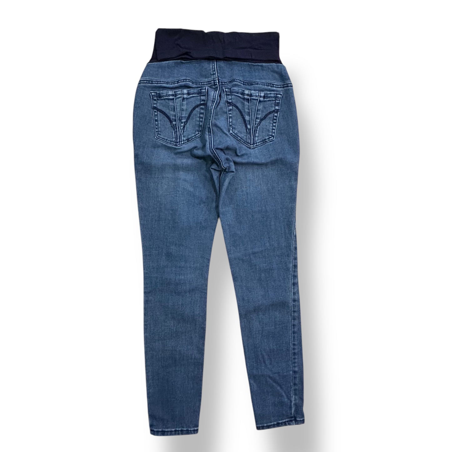 Size Small Maternity Jeans Indigo Blue Denim Bottoms Full Stretch Panel Waist