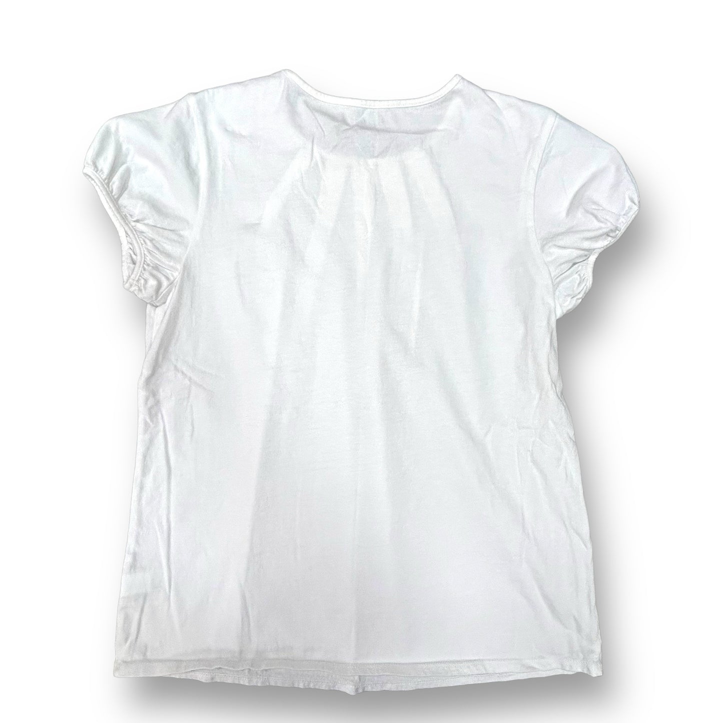 Lands End Girls Size 16 Youth White Short Sleeve Pleated Blouse