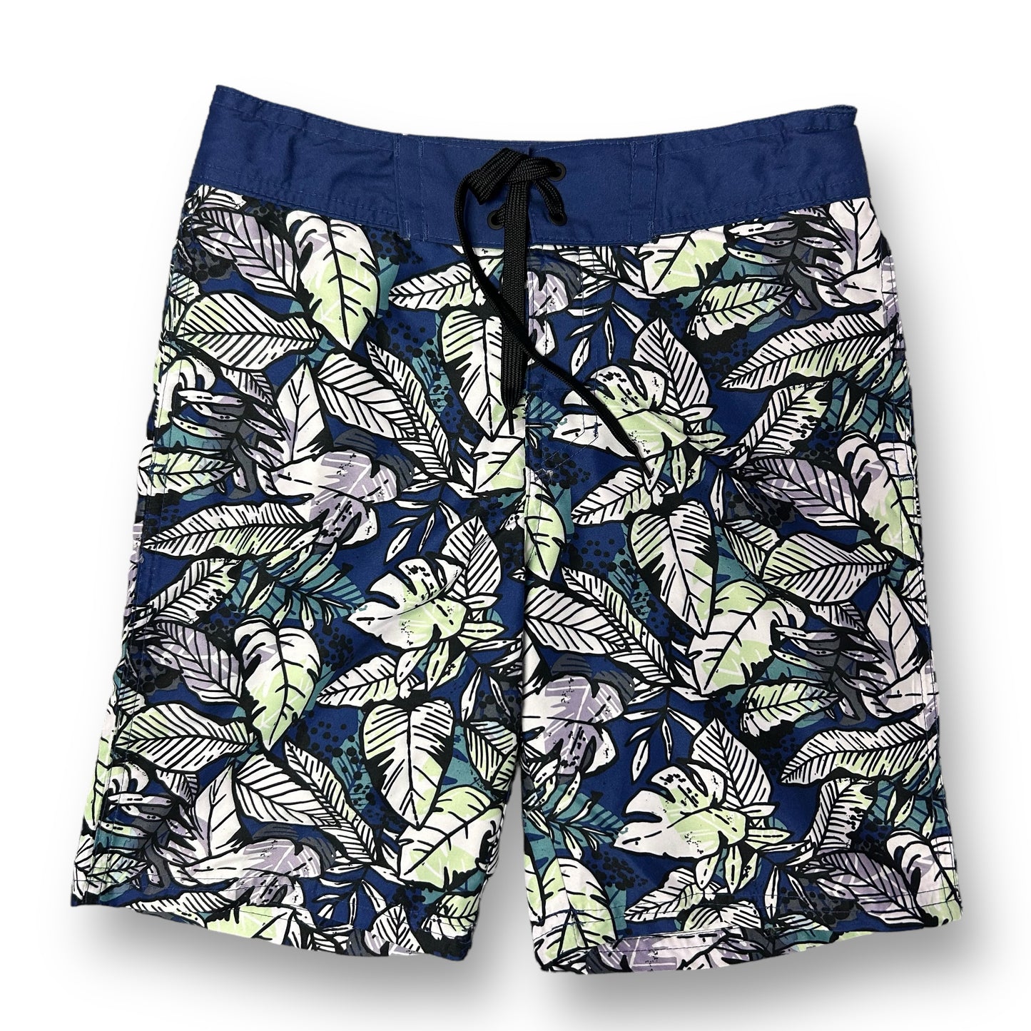 Youth Boys Size 10 YMD Blue Tropical Print Mesh Lined Swim Trunks