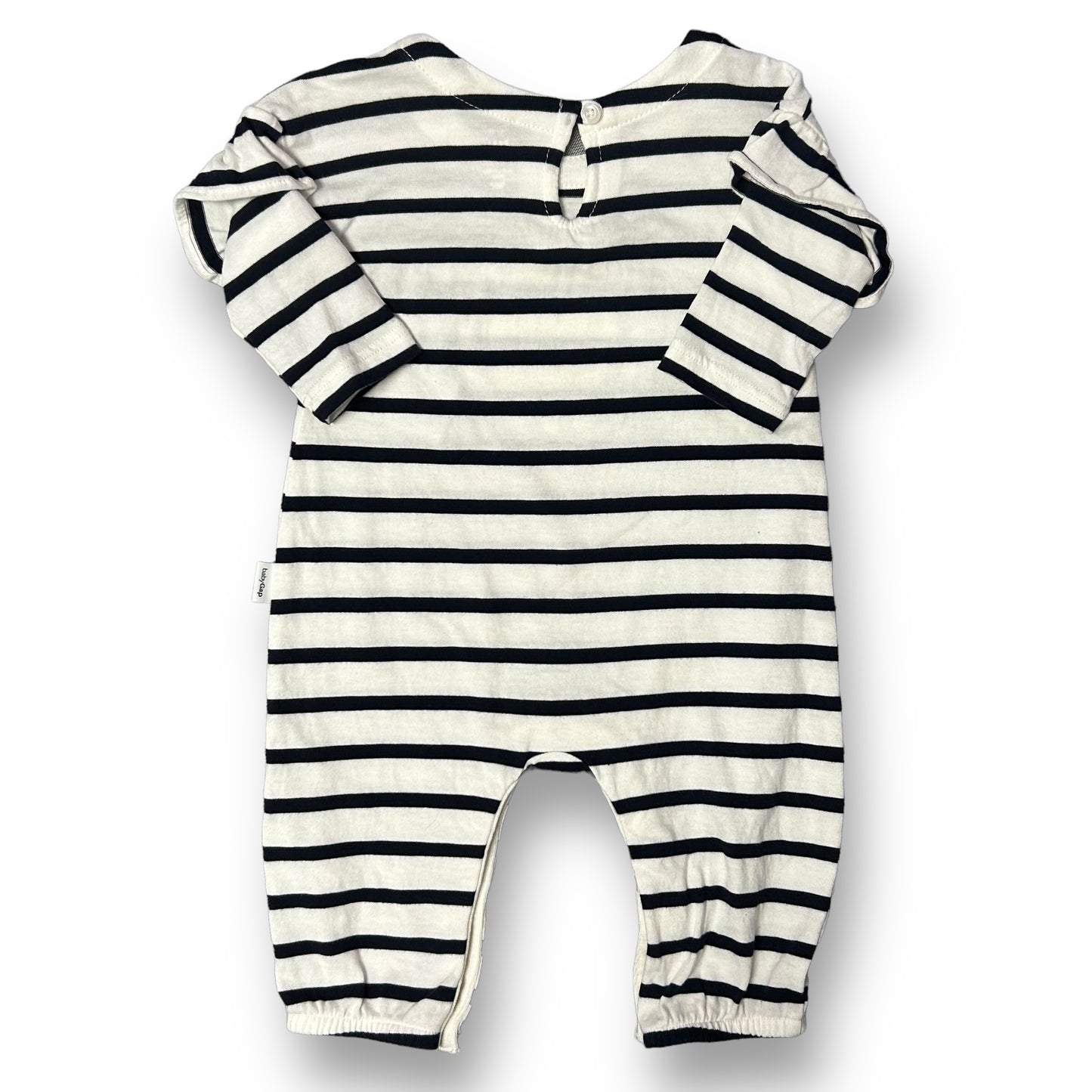 Baby Gap 0-3 Months Girls Striped Romper Long Sleeve Snap Bottom One-Piece