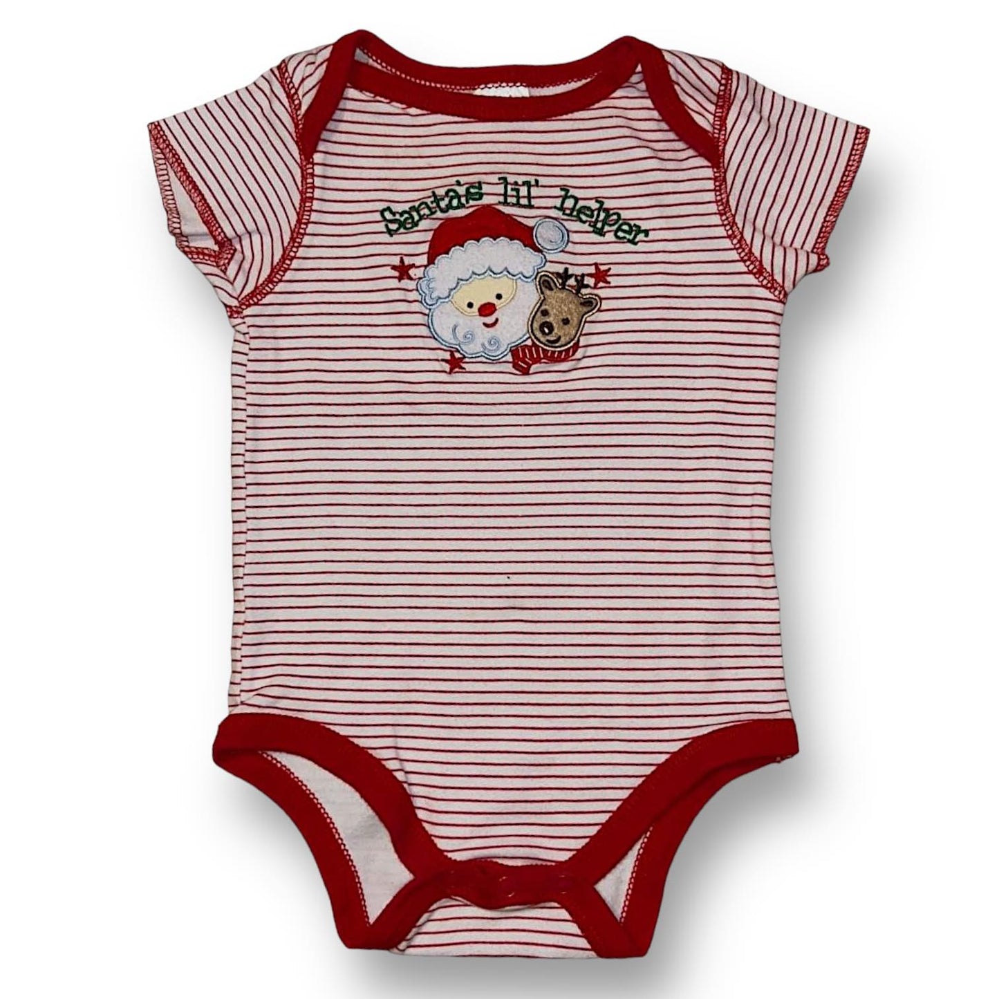 Baby Boy Size 6-12 Months Embroidered Santa's Little Helper Christmas Romper