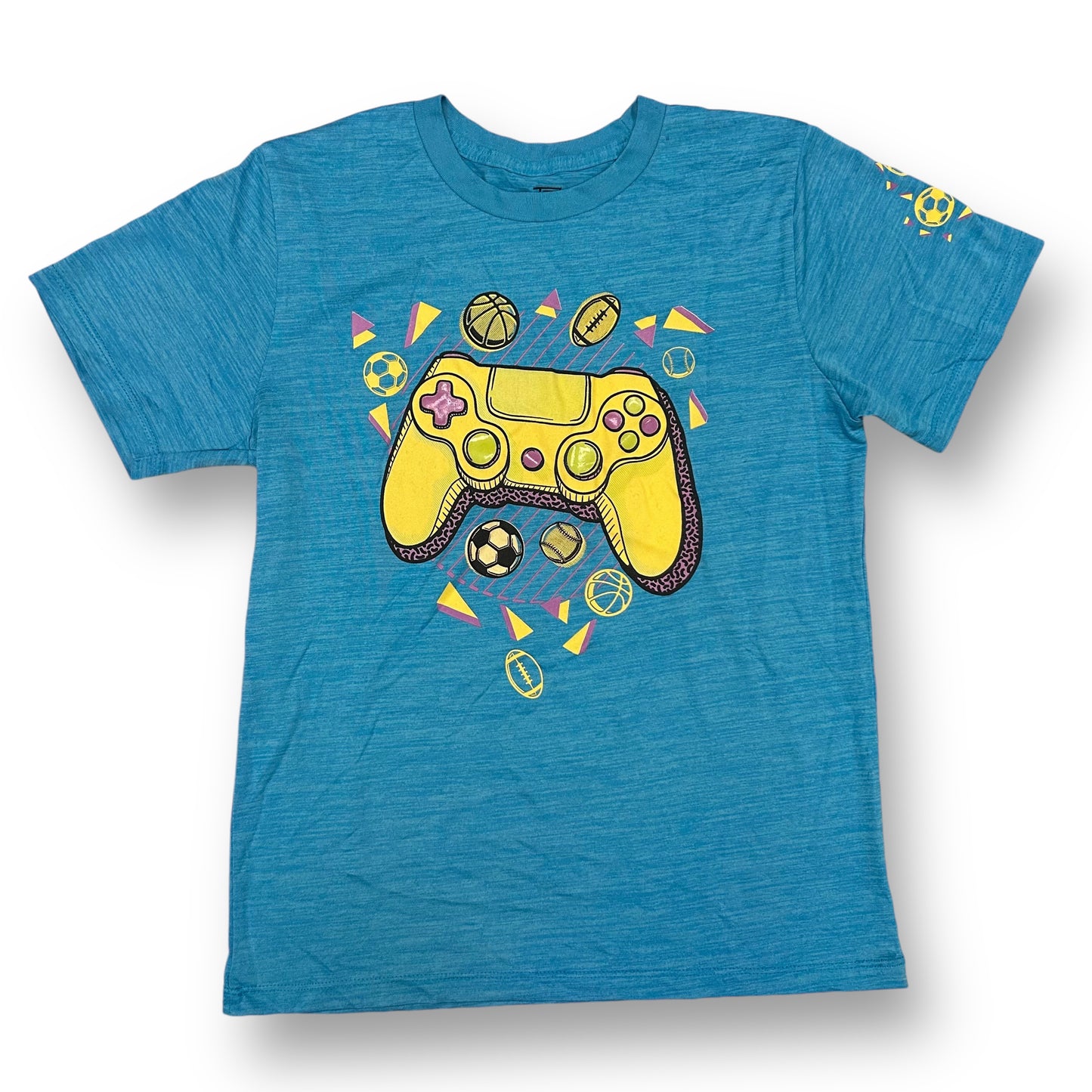 Youth Boys Size 14/16 YLG Blue Short Sleeve Activewear Gamer Tee
