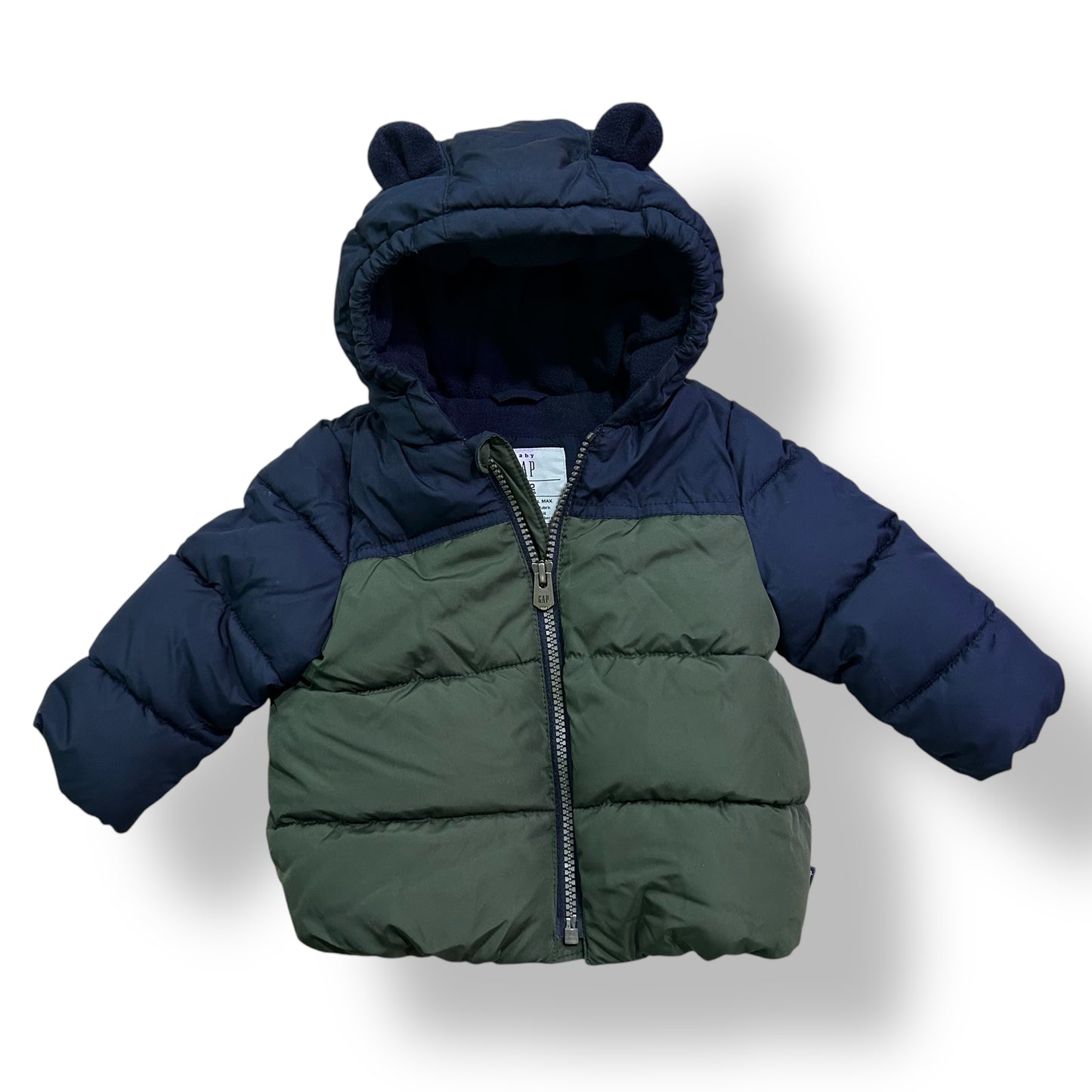 Baby Gap Boys Size 6-12 Months Winter Coat Navy Blue & Hunter Green with Hood