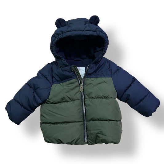 Baby Gap Boys Size 6-12 Months Winter Coat Navy Blue & Hunter Green with Hood