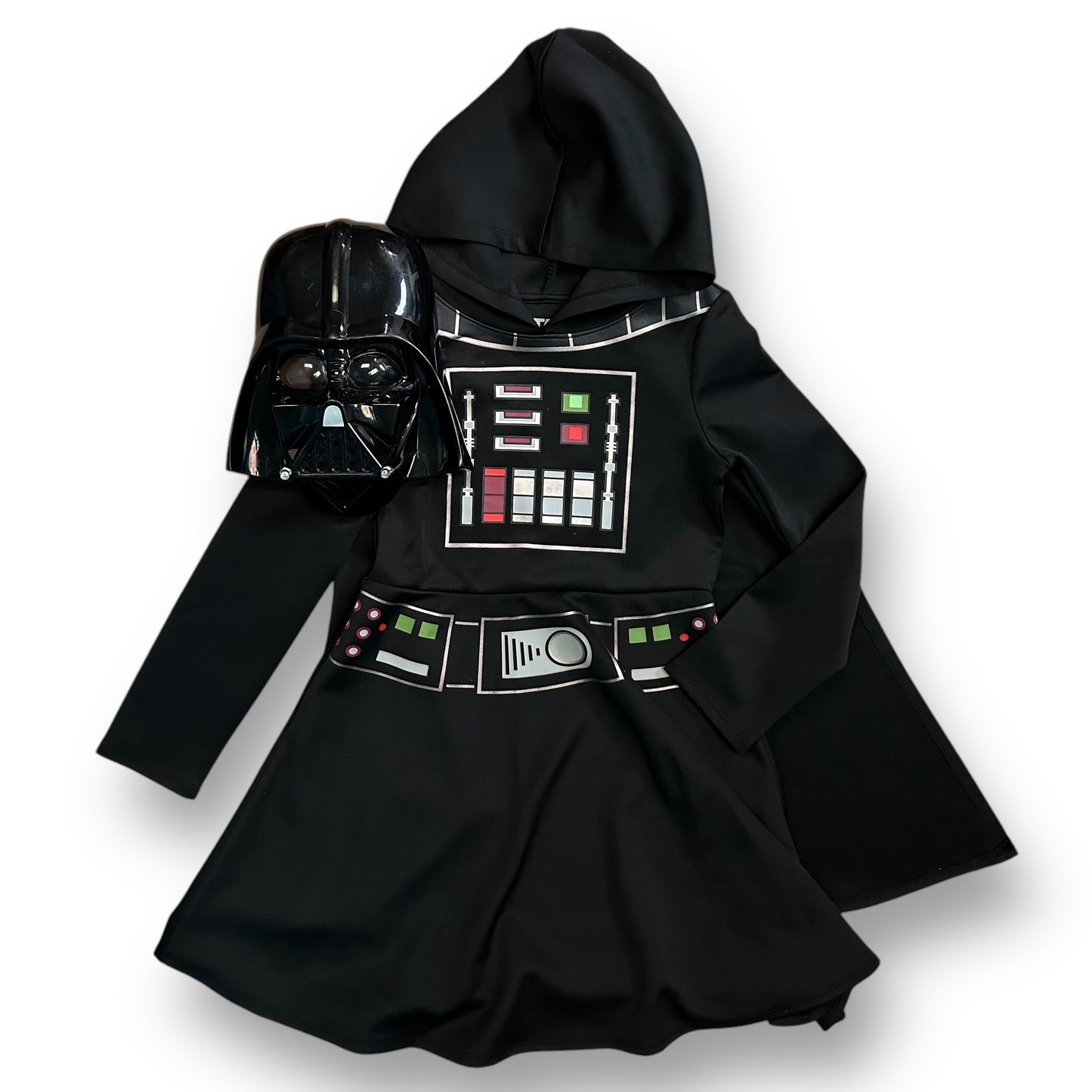 Star Wars Darth Vader Costume Kids Size 8-10 (L) with Cape, Hood, and Mask