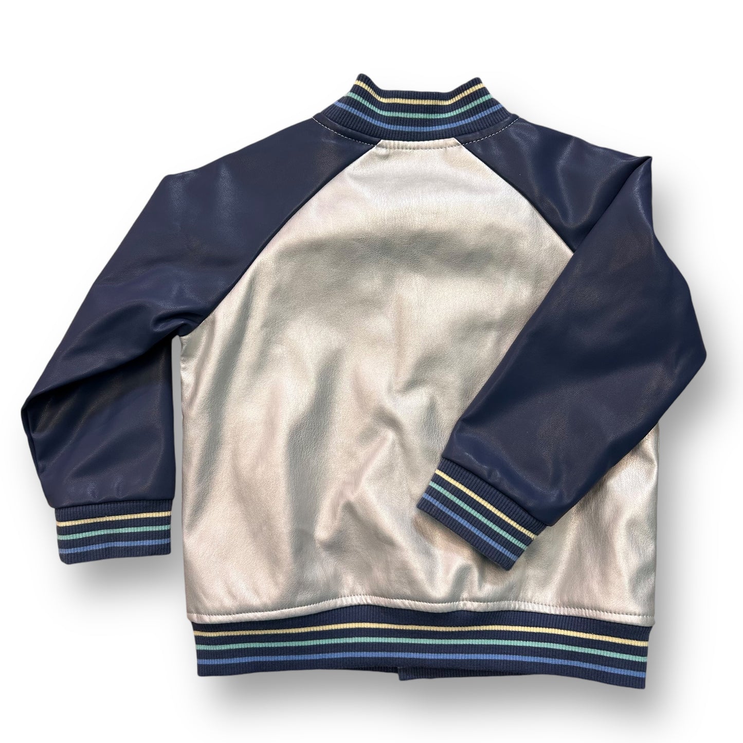 Toddler Boy Size 24 Months Navy Blue and Silver Button Up Sport Jacket