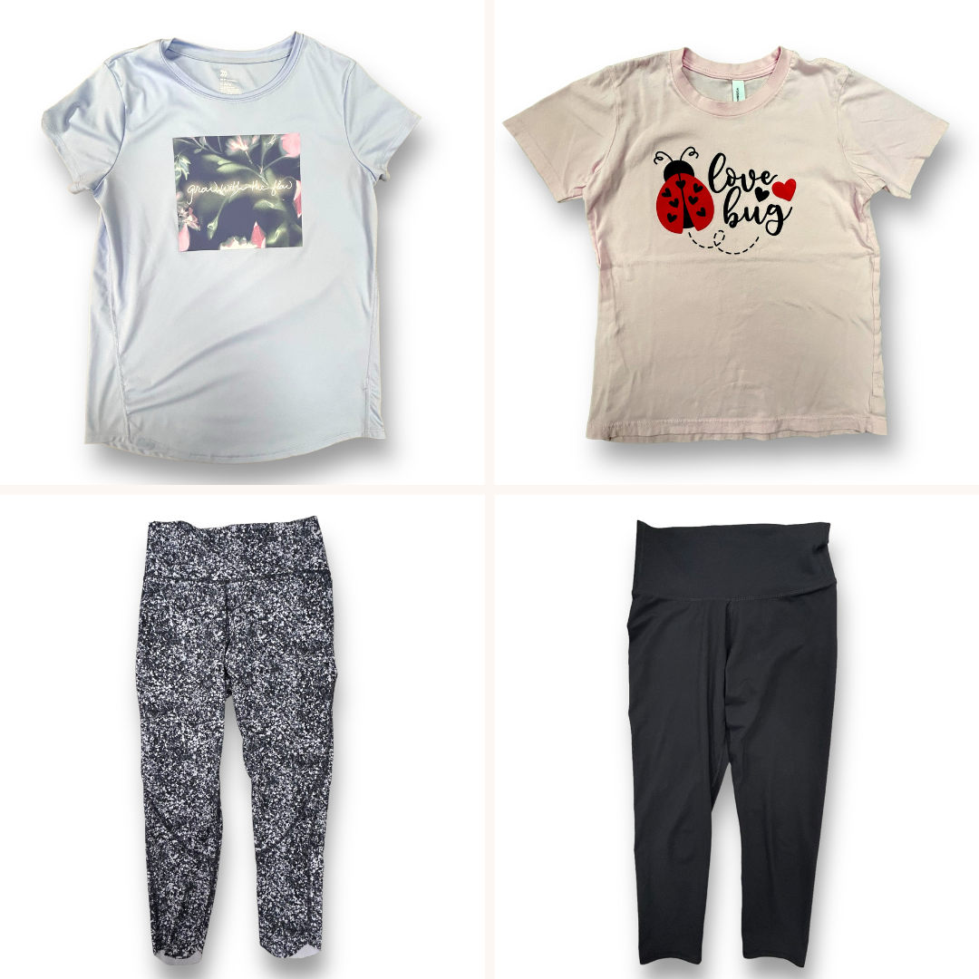 Youth Girl Outfits Size 14/16 Mixed Lot of 4 Athletic Legging Capris and Tees