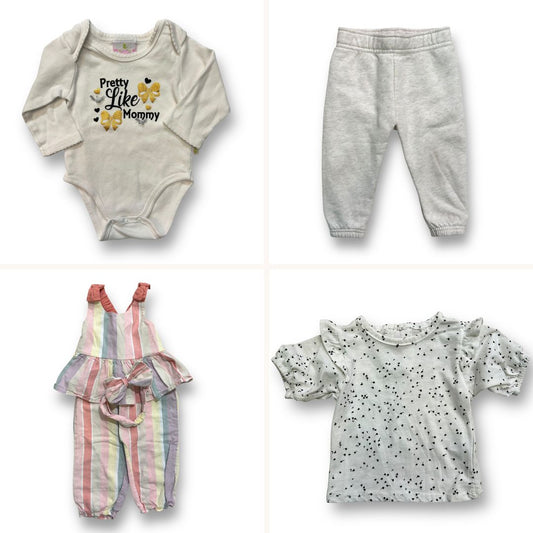 Baby Girl Size 6-9 Months Mixed Lot: Outfit, Dress, Pants, and Bodysuit