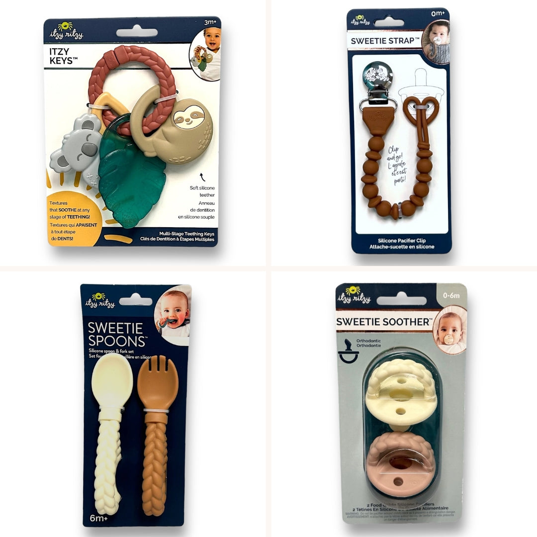 NEW! Itzy Ritzy Collection BPA Free Baby Spoon Set, Pacifiers, Teether Rattle