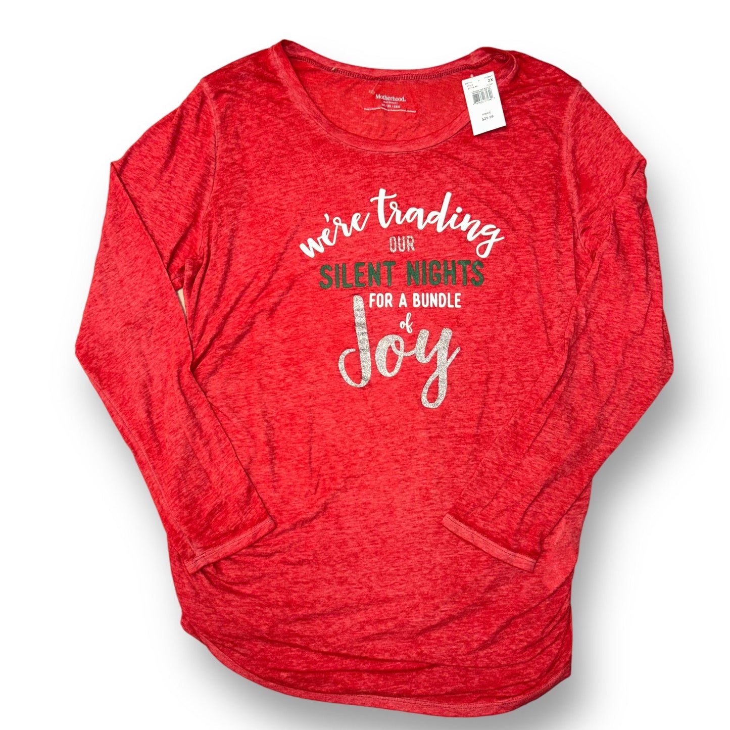 NEW! Motherhood Size XXL Comfy Red Christmas Maternity Top