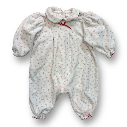 Baby Girl Romper Size 3-6 Months Soft Velour Ivory Collared One-Piece