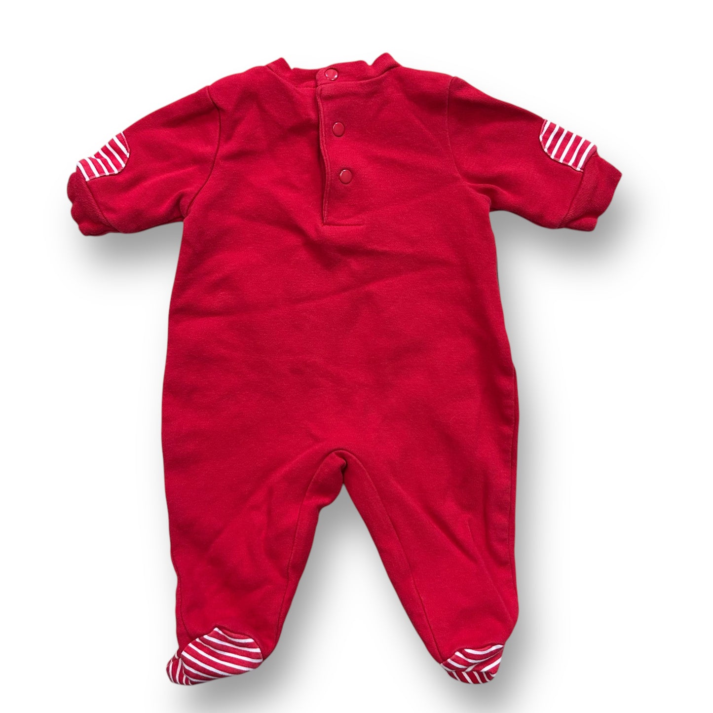 My First Christmas Reindeer One-Piece Red Embroidered Newborn Footie Romper