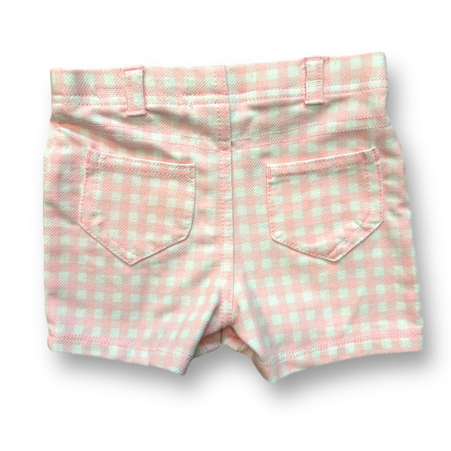 Baby Girl Bottoms Size 12 Months Pink & White Gingham Stretch Cotton Shorts