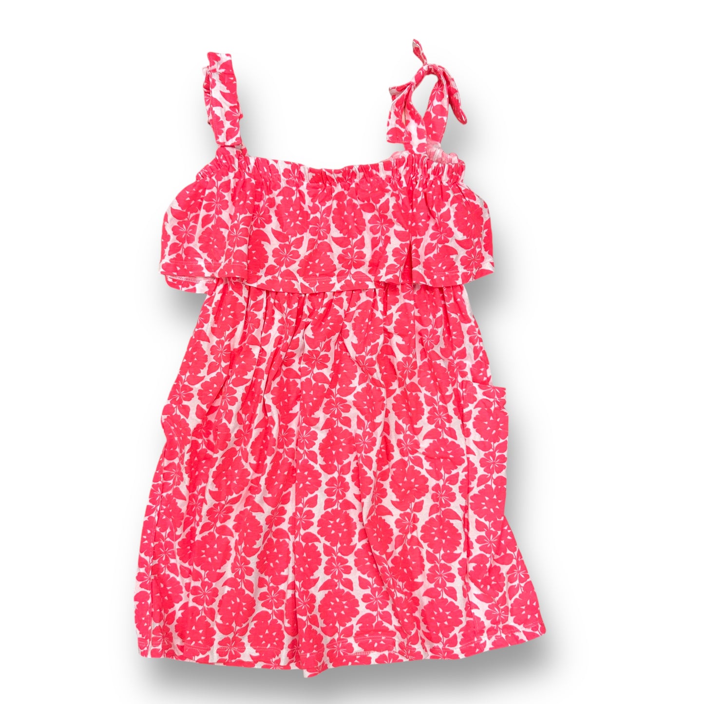 Carter's Girls Size 7 Sleeveless Dress Pink Floral Print Sundress with Pockets