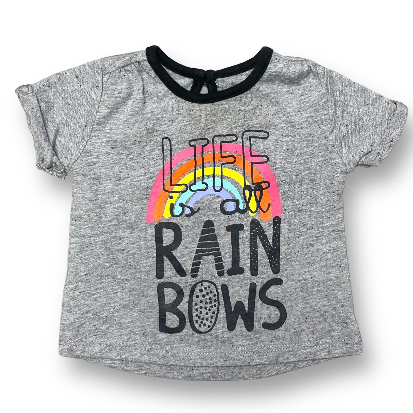 Emily & Oliver Girls Size 3-6 Months Life is All Rainbows Short Sleeve Shirt