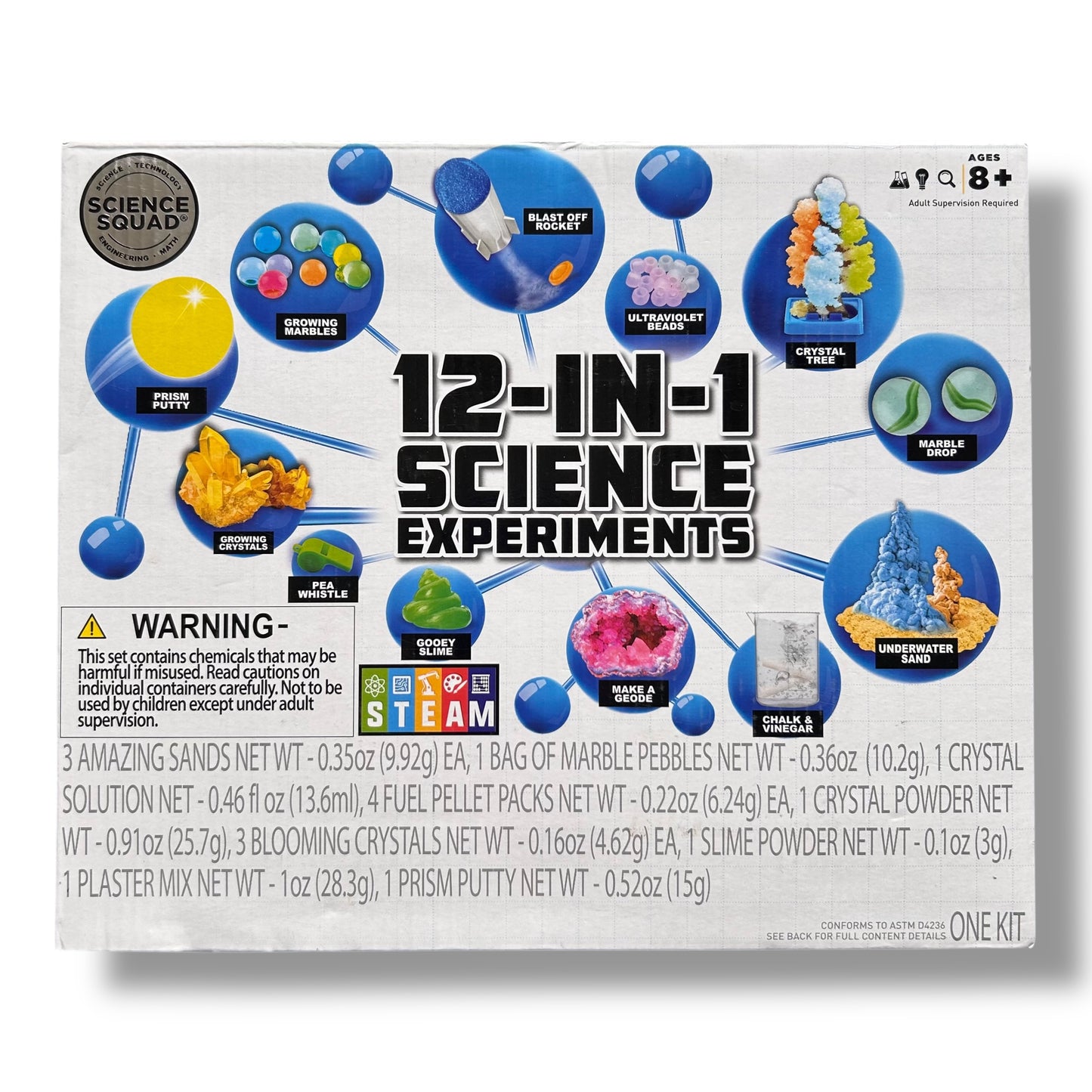 NEW! Science Squad 12-in-1 STEAM Science Experiments Kit, Ages 8+