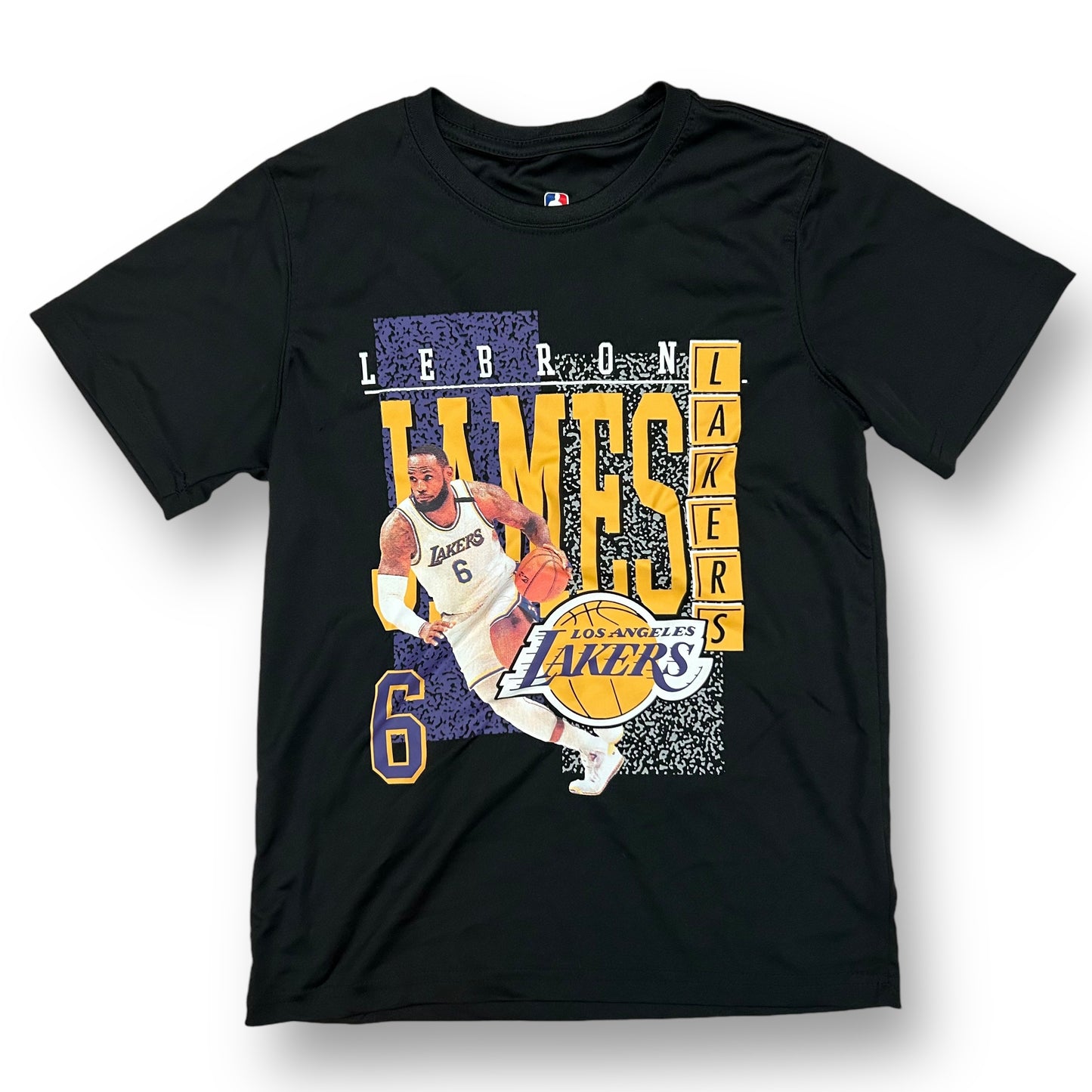 Boys NBA Size 10/12 YMD Black Los Angeles Lakers Athletic Short Sleeve Shirt