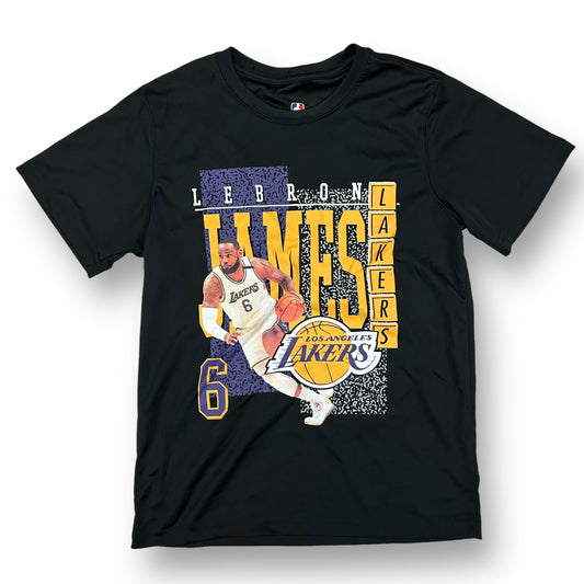 Boys NBA Size 10/12 YMD Black Los Angeles Lakers Athletic Short Sleeve Shirt