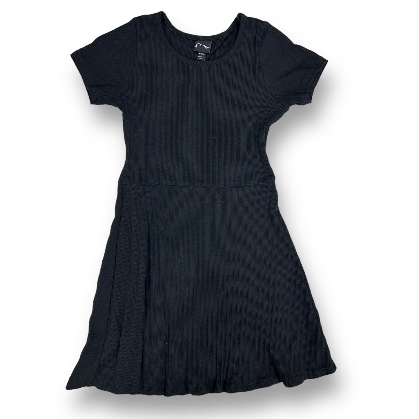 Girls Art Size 7/8 Ribbed Short Sleeve Black Twirl Dress