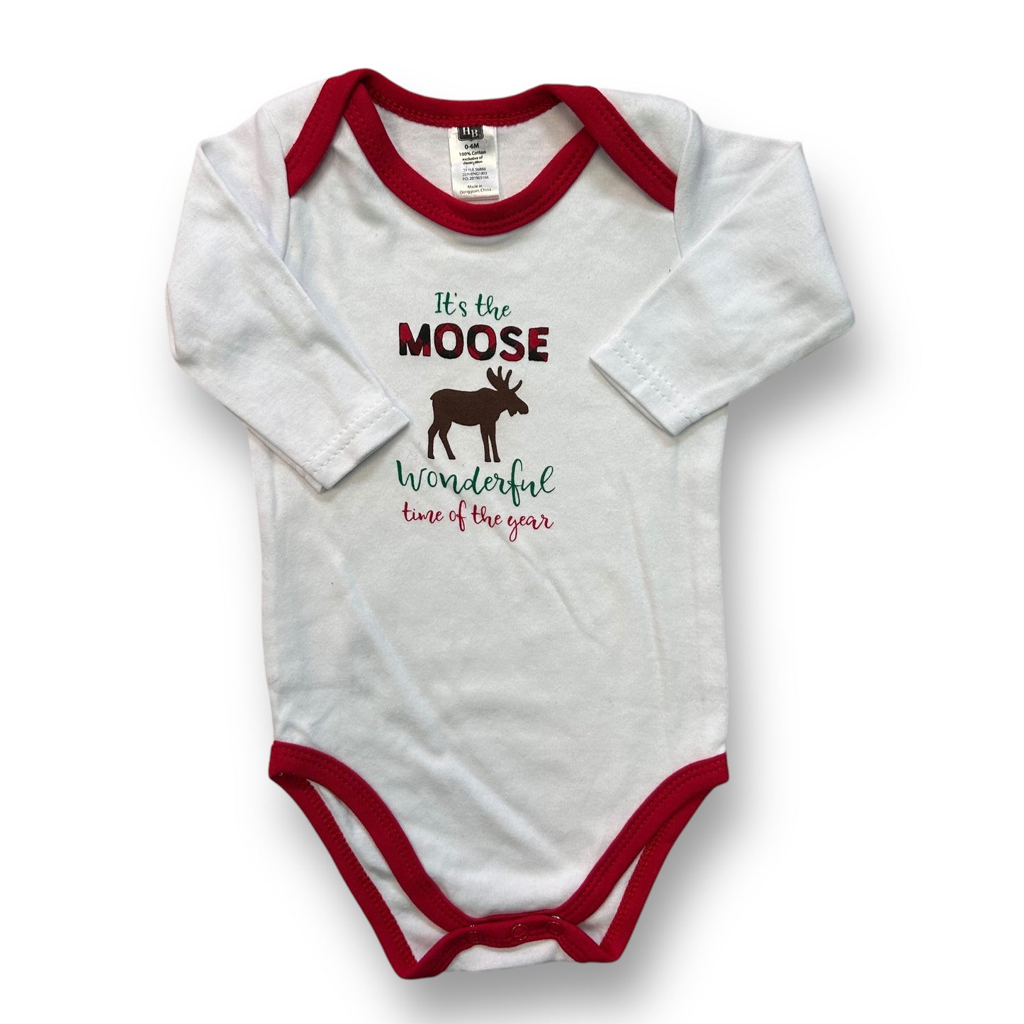 Baby Boy Christmas 0-6 Months Moose Wonderful Time of the Year Bodysuit