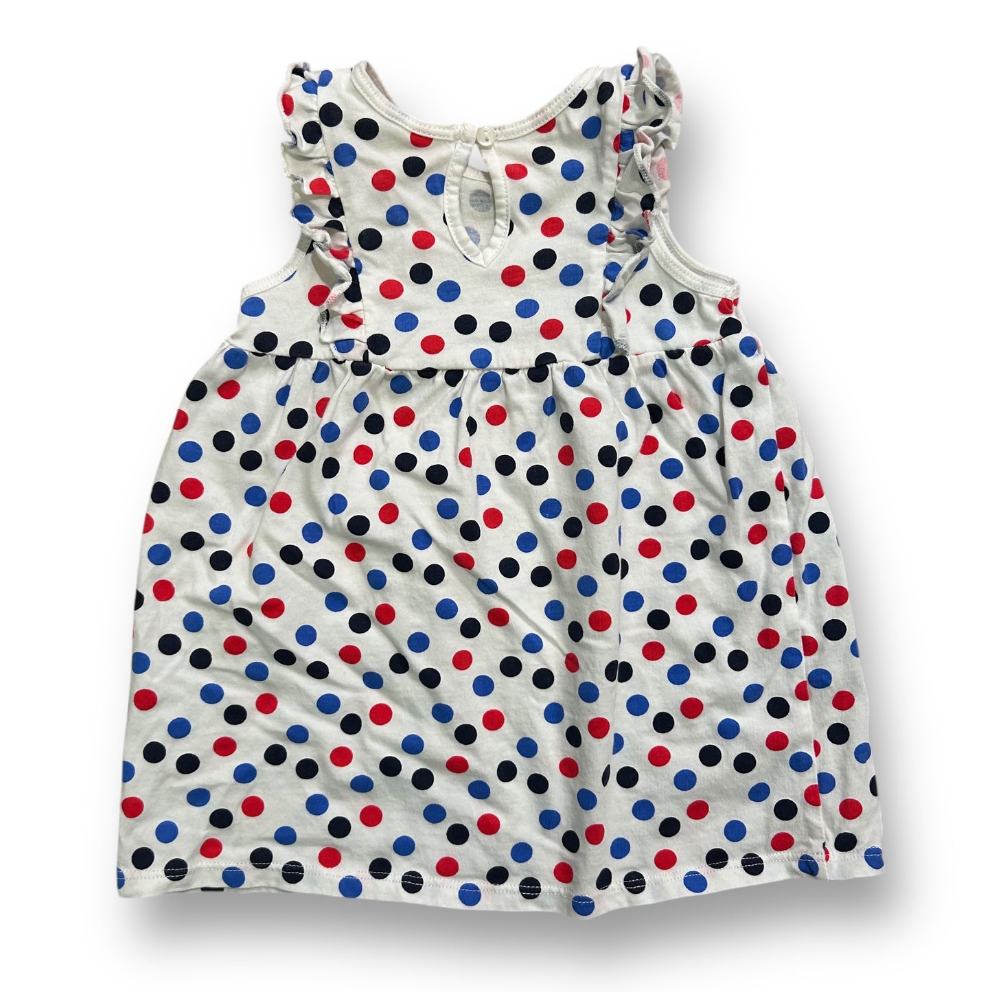 H&M Baby Girl Size 9 Months White Polka Dot Ruffled Sleeveless Dress