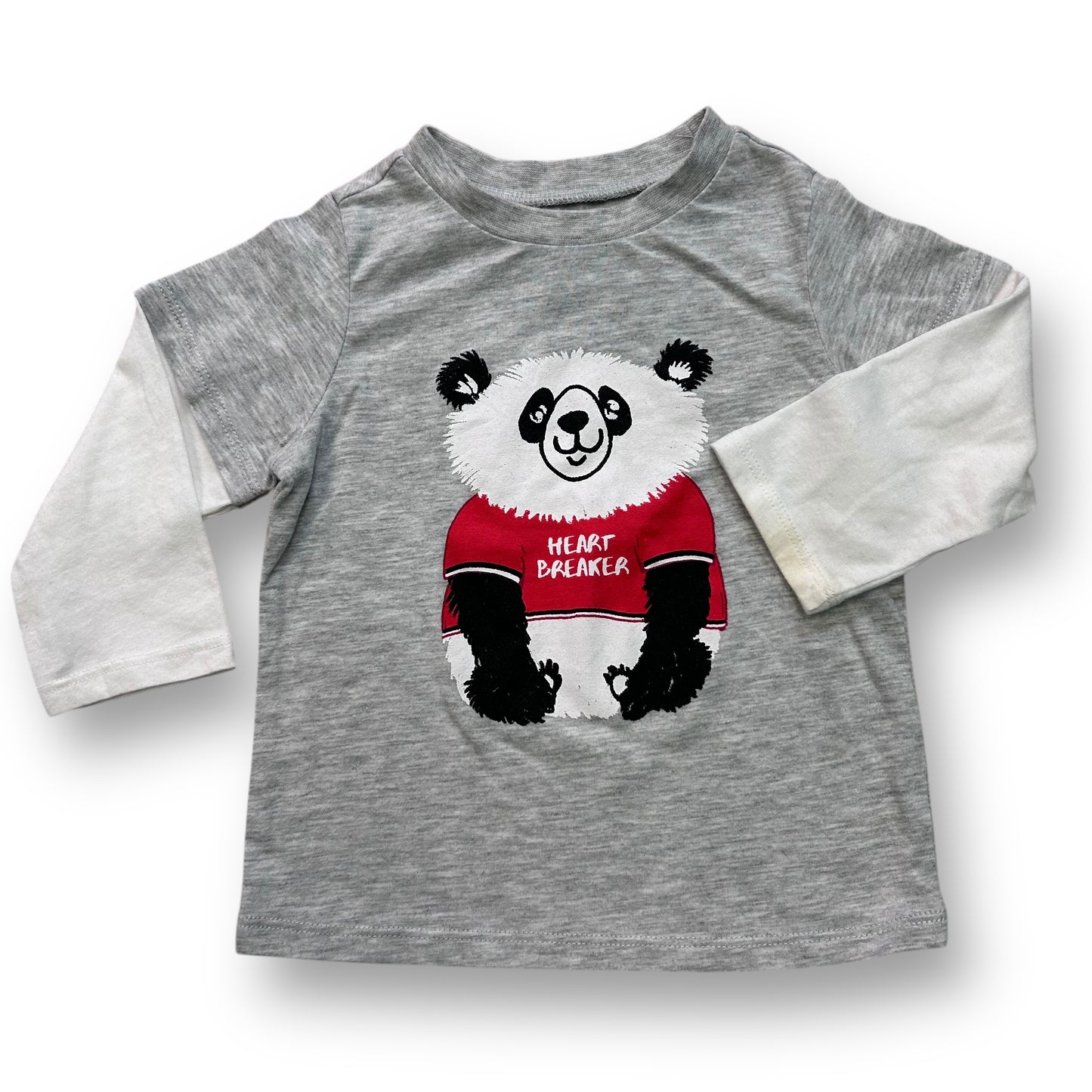 Boys Size 18 Months Gray Heart Breaker Long Sleeve Panda Shirt