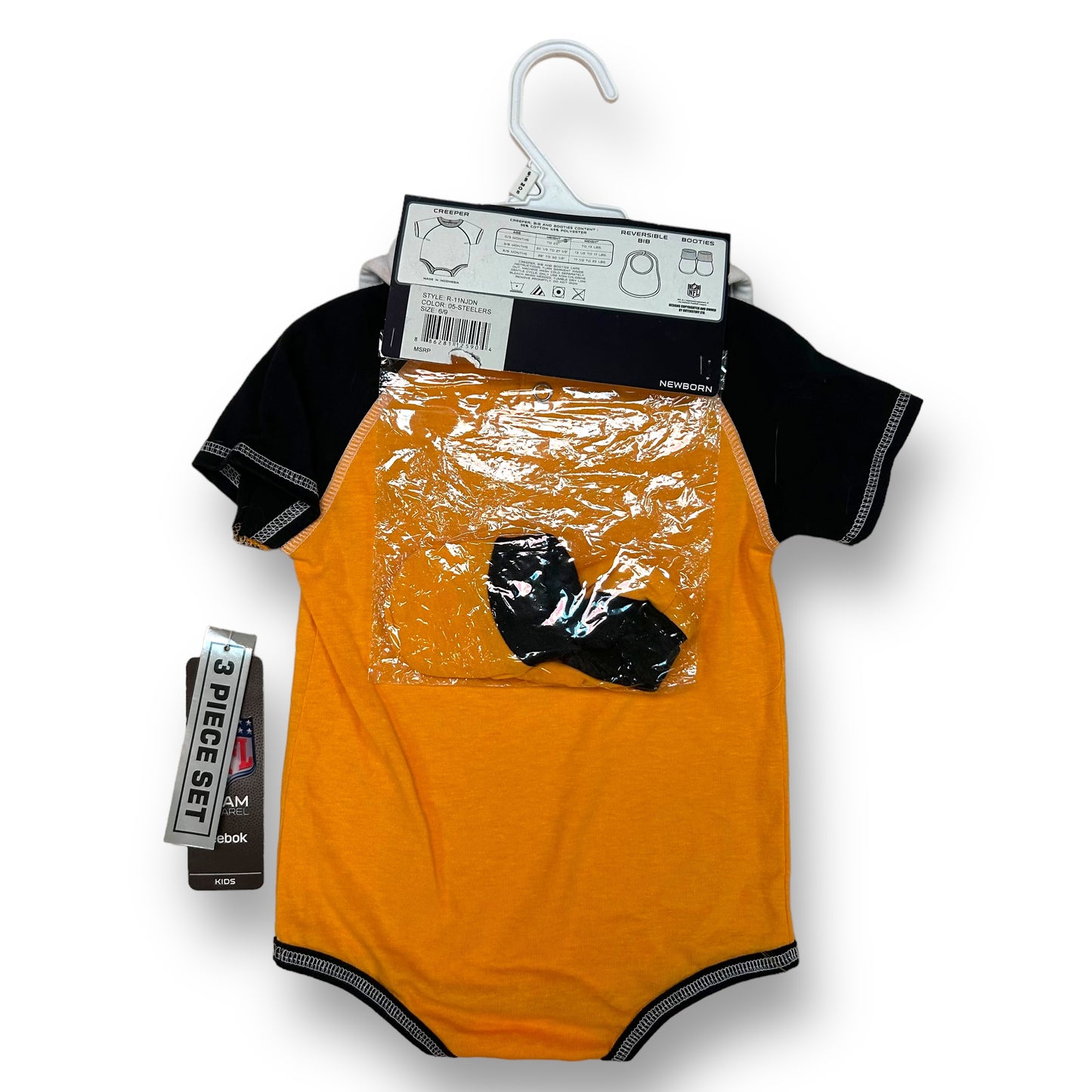 NEW! Steelers Football NFL Romper Baby Size 6-9 Months 3pc Gift Creeper Set