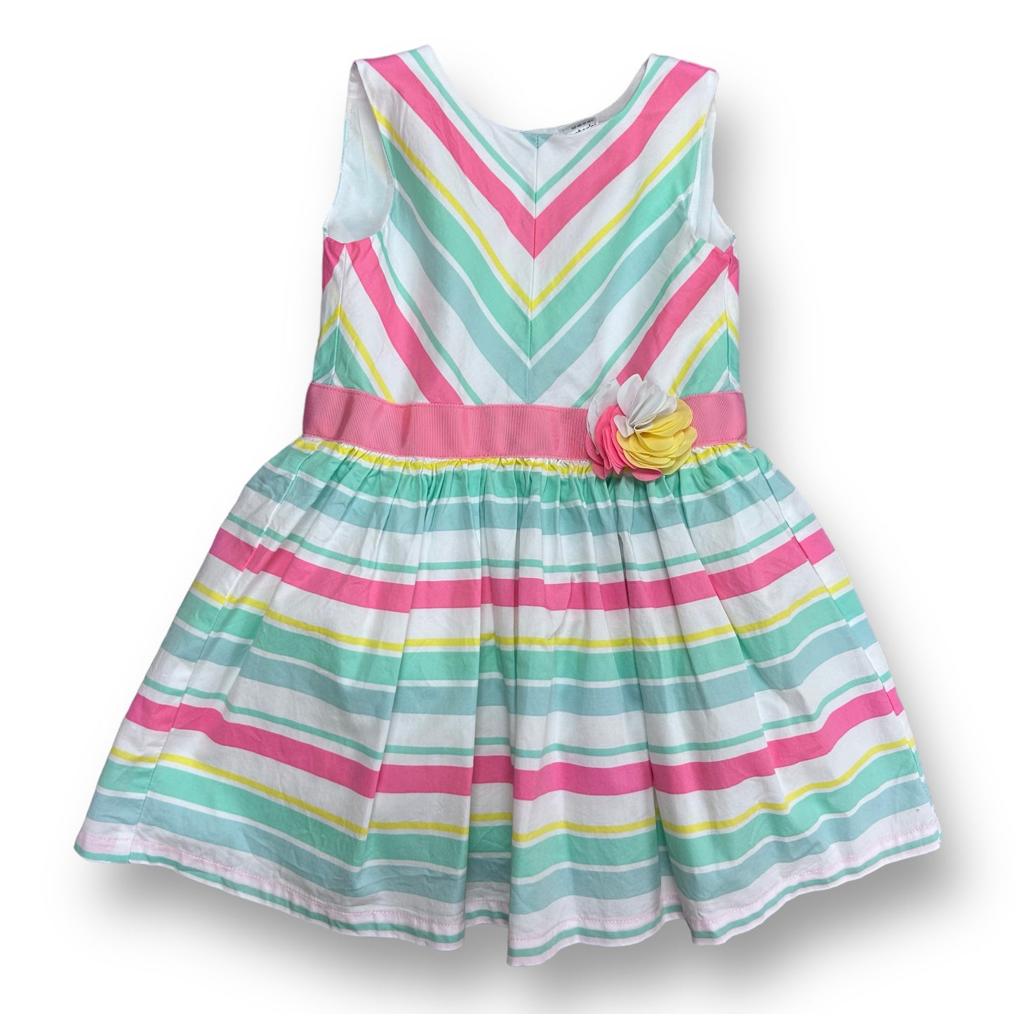 Carter's Girls Size 2T Pink & Green Fancy Sleeveless Dress with Flower Accent