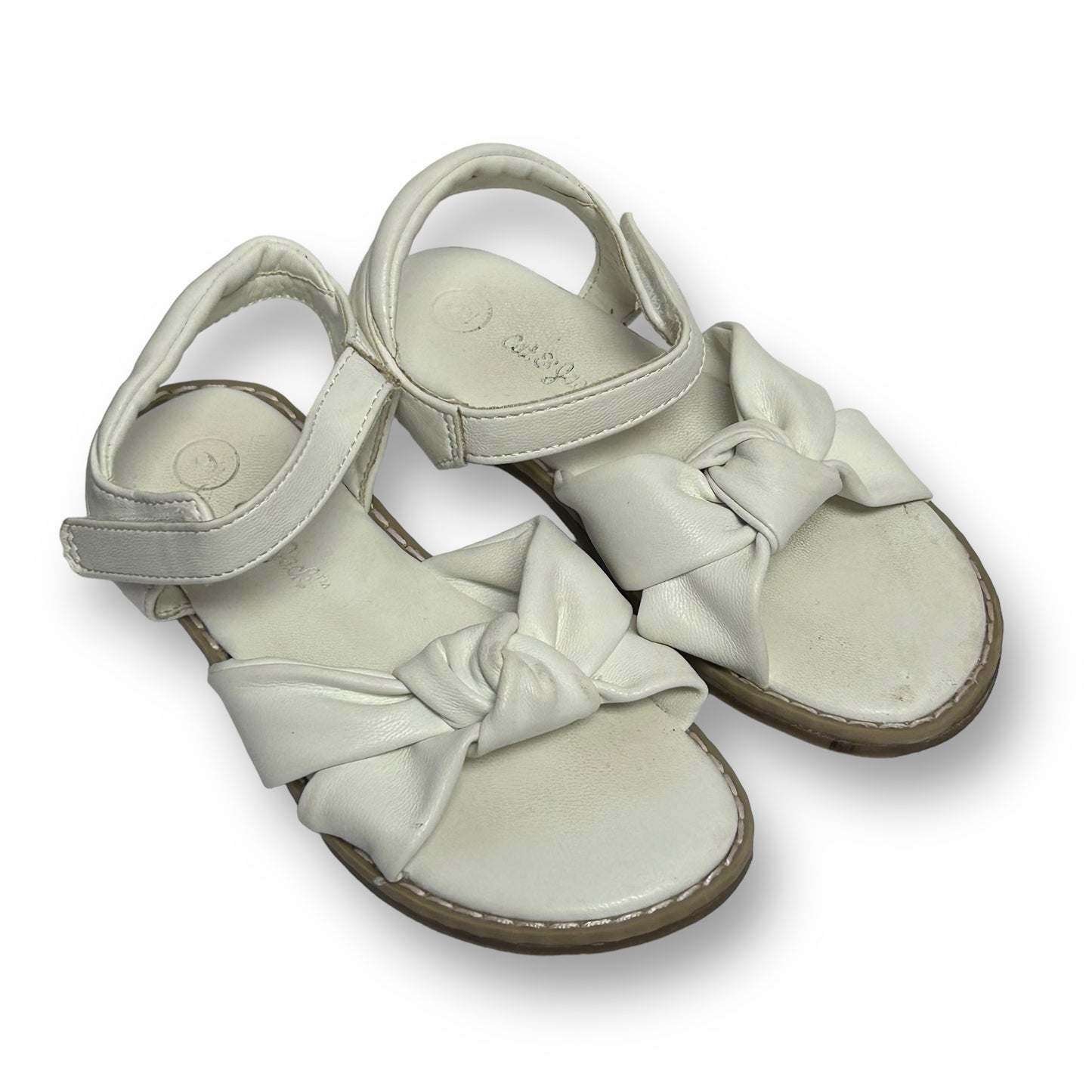 Cat & Jack Girls Sandals Size 9 Toddler White Faux Leather Casual Dress Shoes