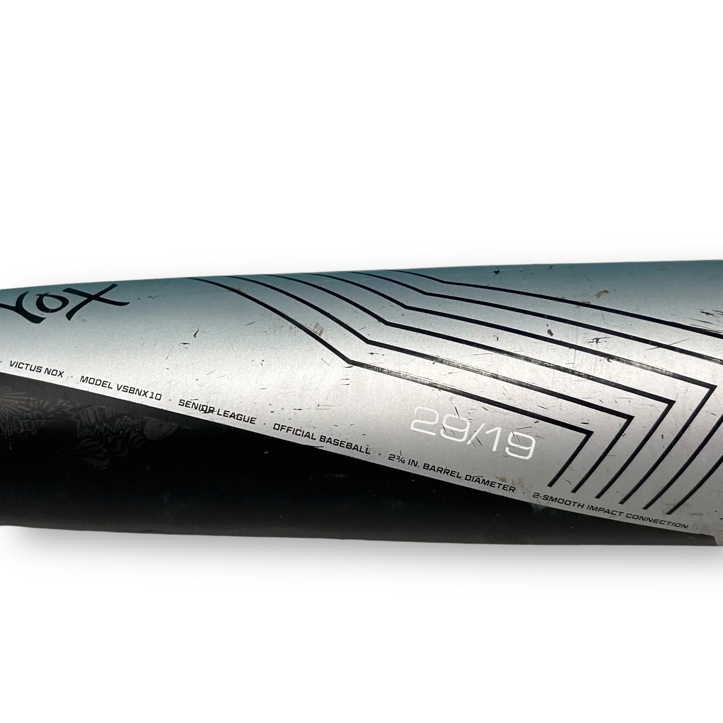 Victus NOX Baseball Bat 29" 19oz (-10) 2-3/4" Barrel Black/Silver USSSA Alloy