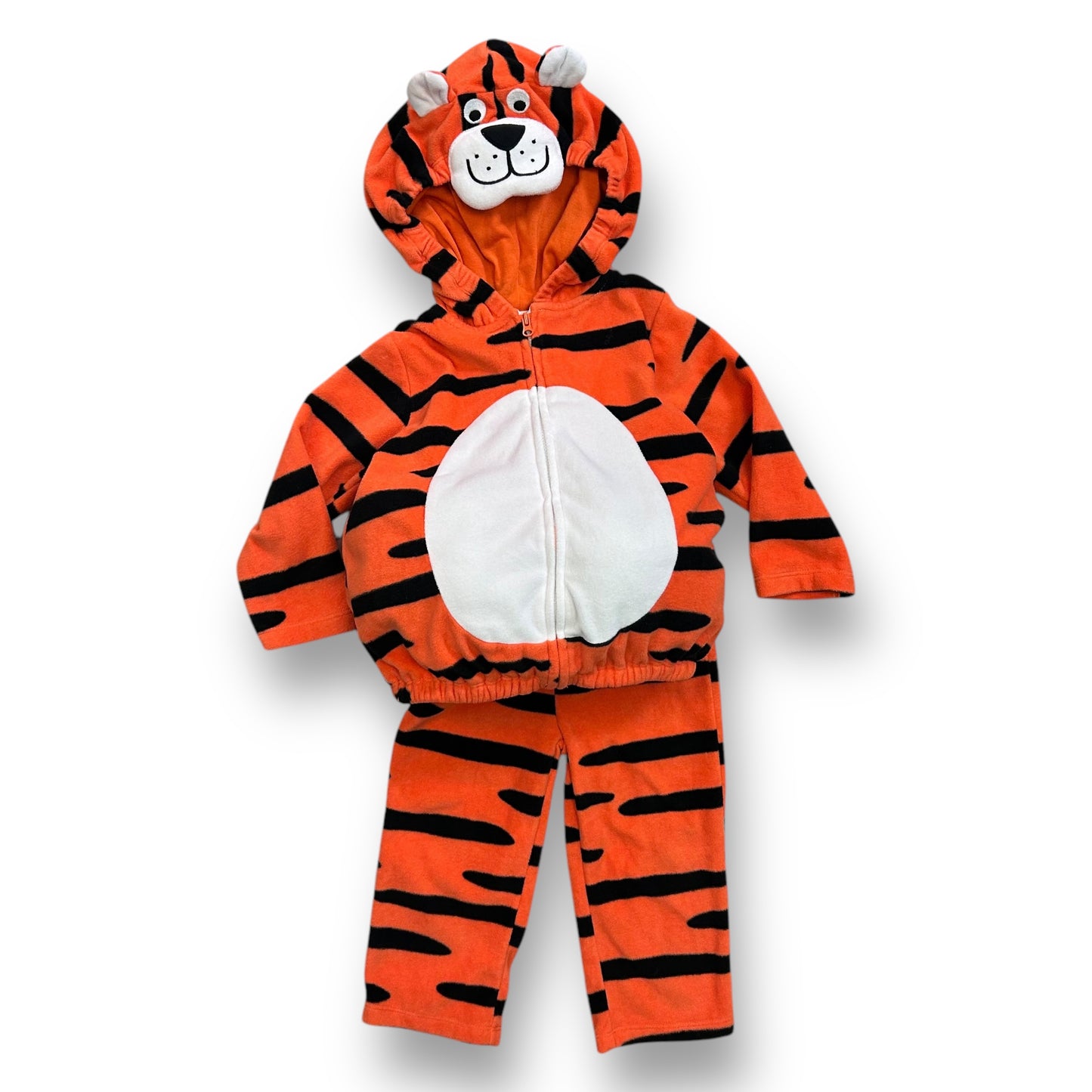 Carter's Size 24 Months Tiger Costume 2-Pc Orange Plush Hoodie and Bottoms