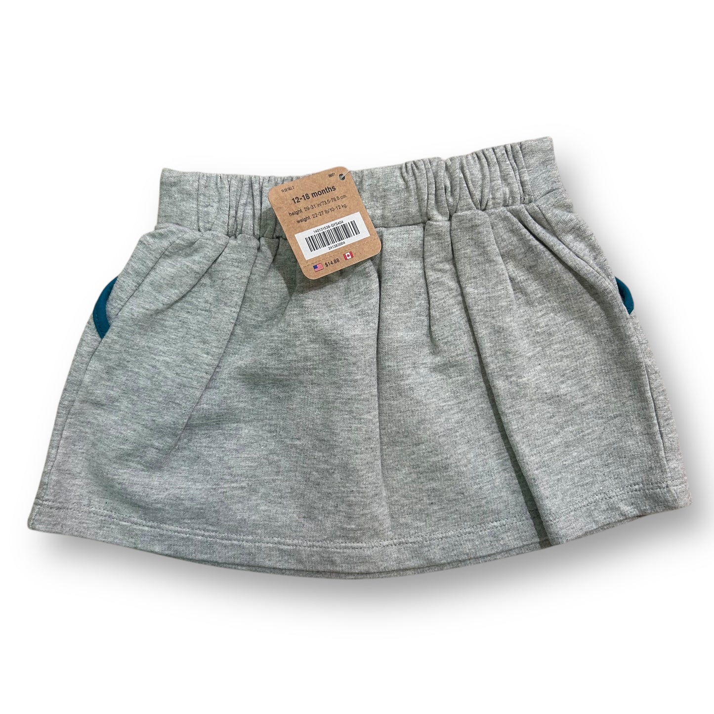 NEW! Crazy 8 Girls Size 12-18 Months Comfy Gray Elastic Waist Cotton Skirt