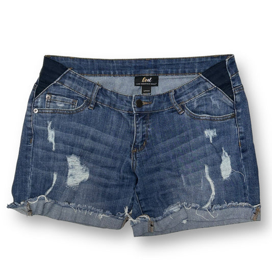 Women's Small Maternity Jean Shorts Distressed Denim Cutoffs with Elastic Waist