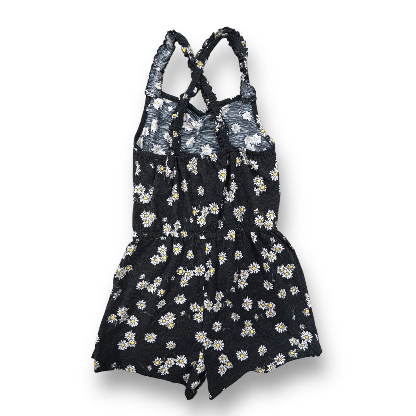 SO Girls Size 10/12 Youth Daisy Print Elastic Waist Spaghetti Strap Romper