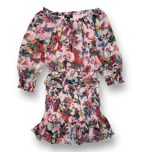 Aqua Girls Size 12/14 Youth Outfit Pink Floral Print Ruffle Polyester 2pc Set