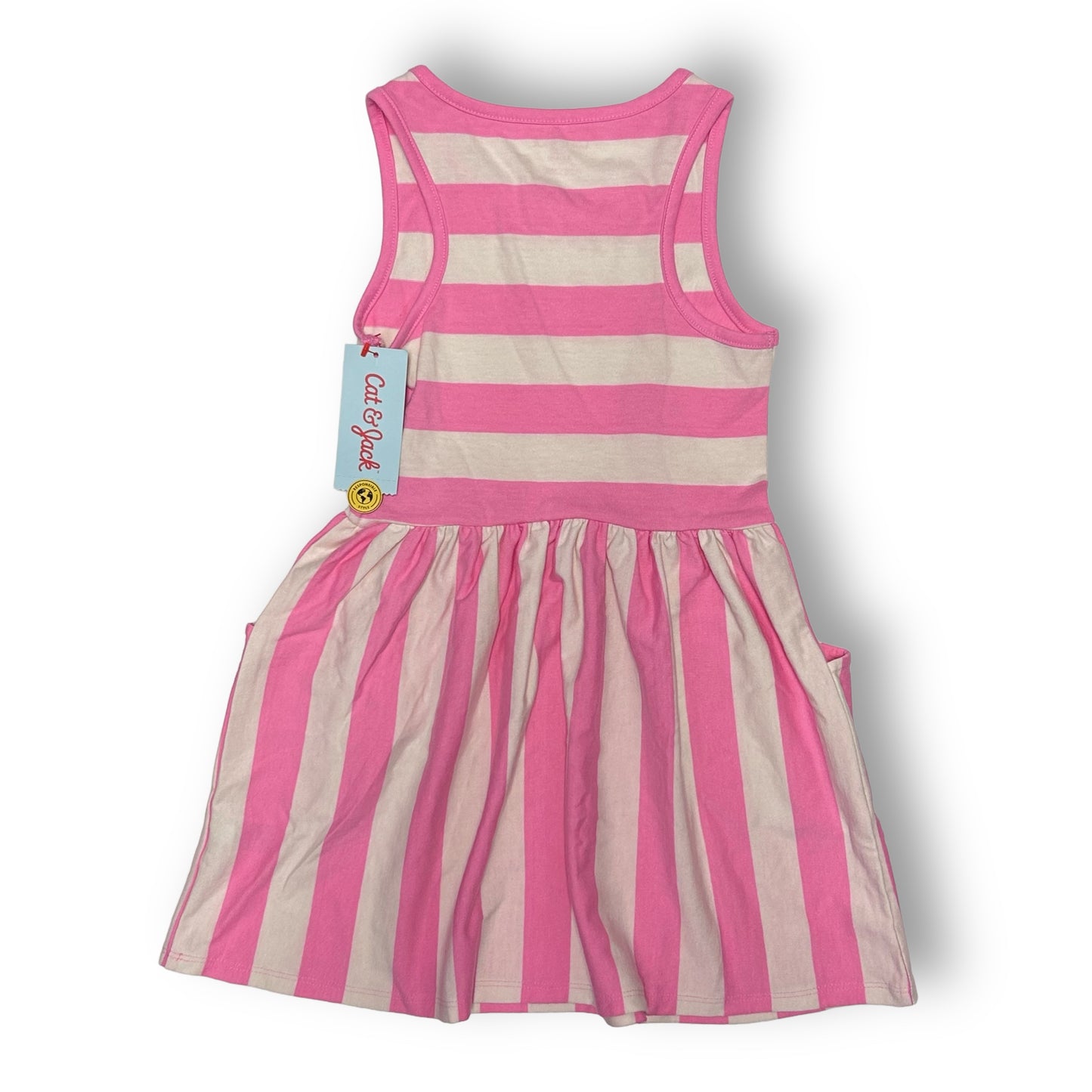 NEW! Cat & Jack Girls Size 4/5 Pink Striped Sleeveless Dress with Pockets