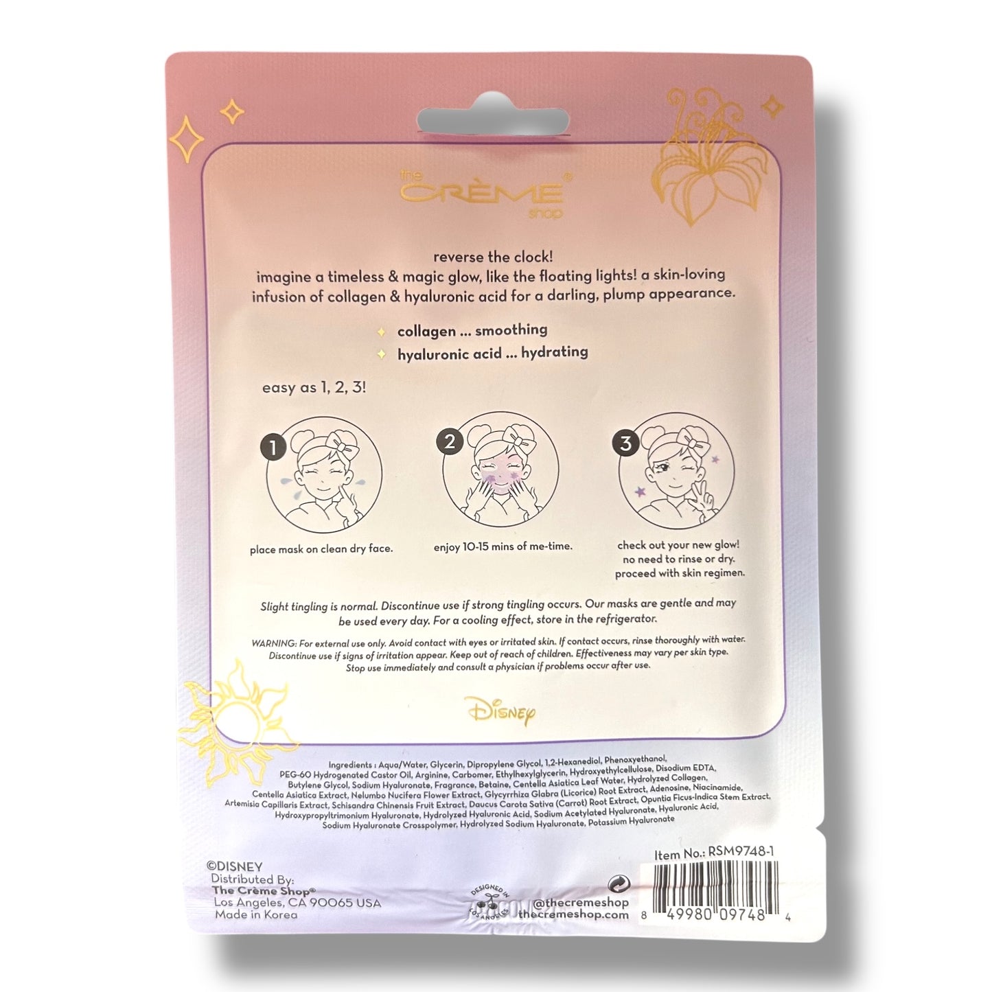 Disney Princess Rapunzel Hydrating Facial Sheet Mask Girls Skincare