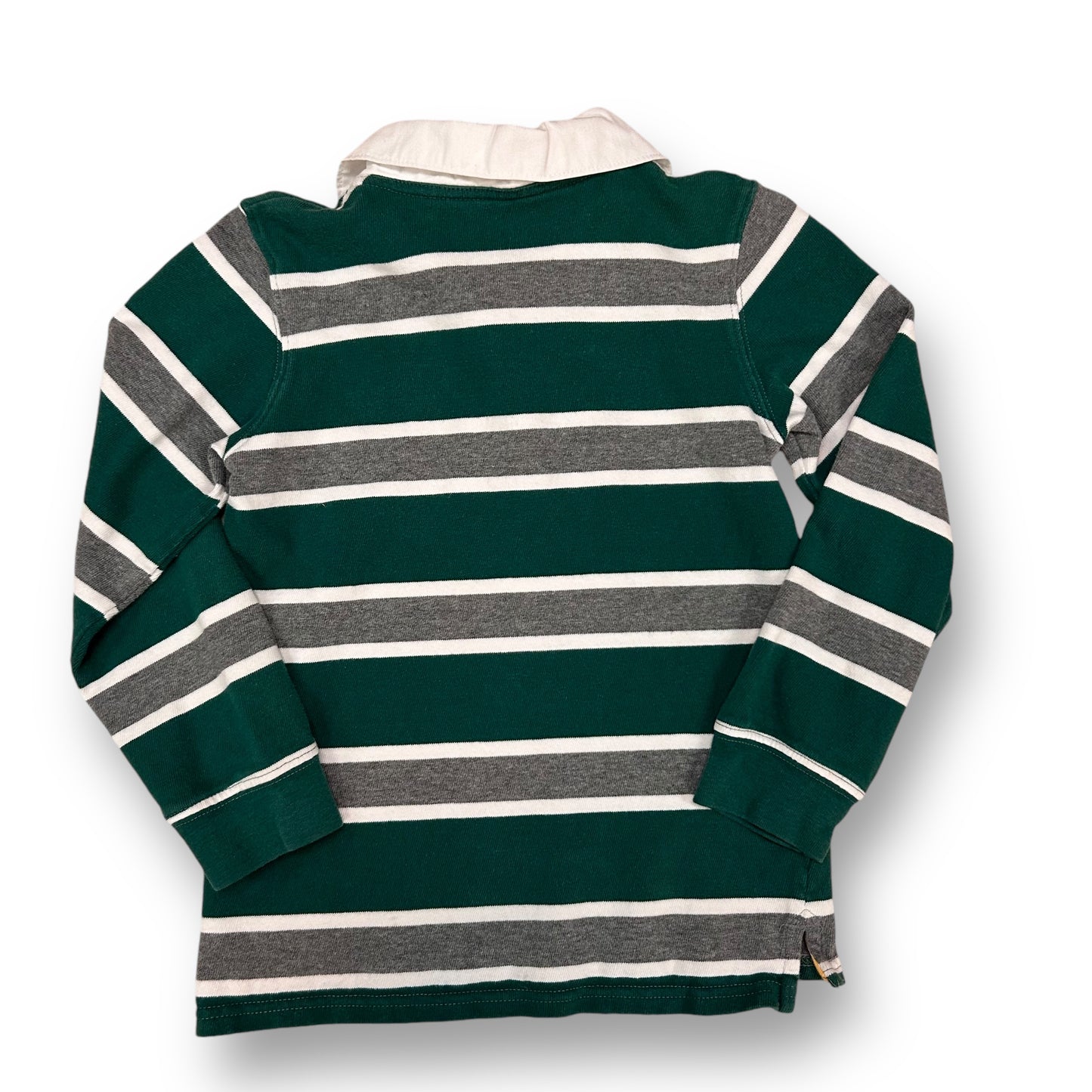 Carter's Boys Long Sleeve Polo Shirt Size 7 Green & Gray Striped Football Patch