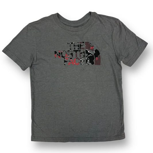 The North Face Youth Boy Size 10/12 Gray Logo Printed Short Sleeve Tee