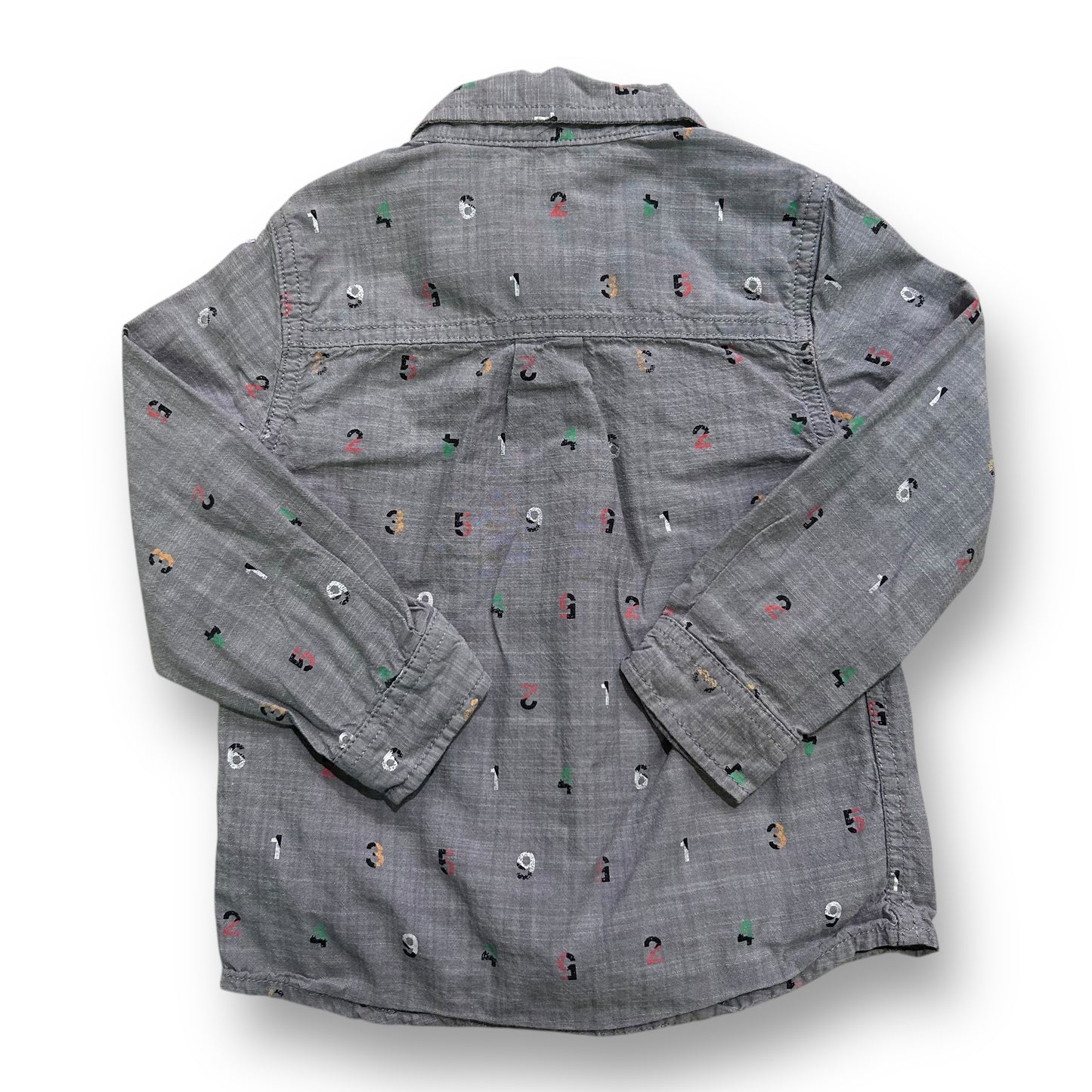 Cat & Jack Toddler Boy Size 3T Number Print Long Sleeve Button-Up Shirt