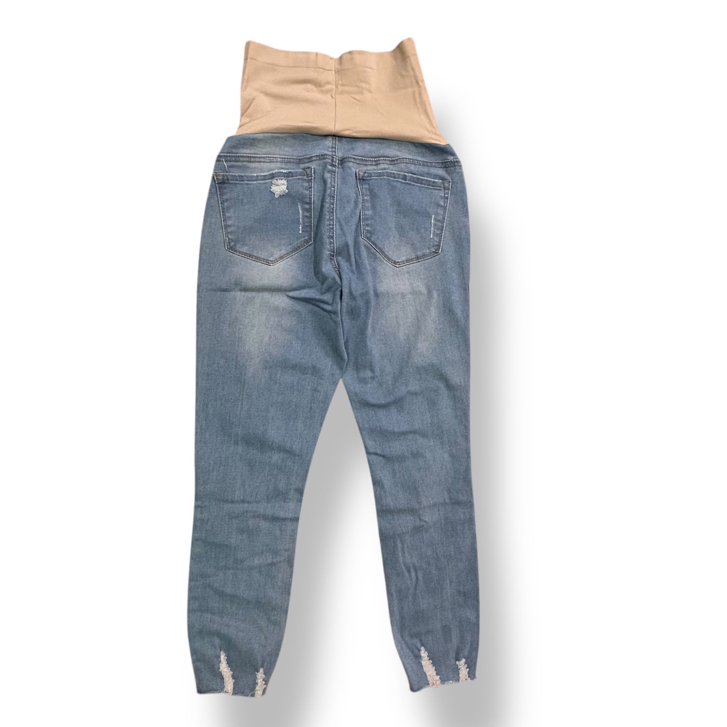 Size Small Maternity Jeans Light Blue Distressed Denim Stretch Waist Panel