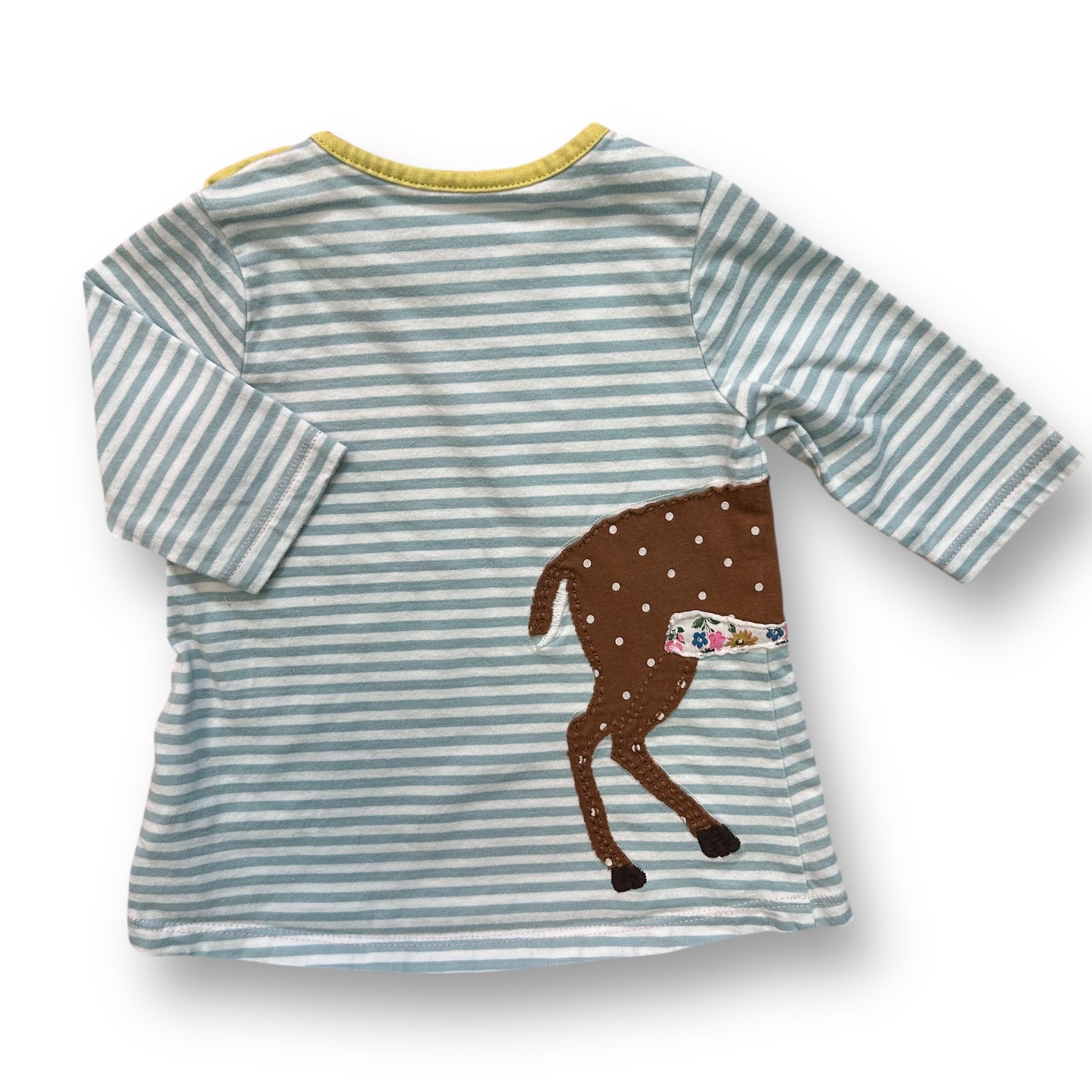 Girls Mini Boden Size 0-3 Months Blue & White Striped Stitch Reindeer Dress