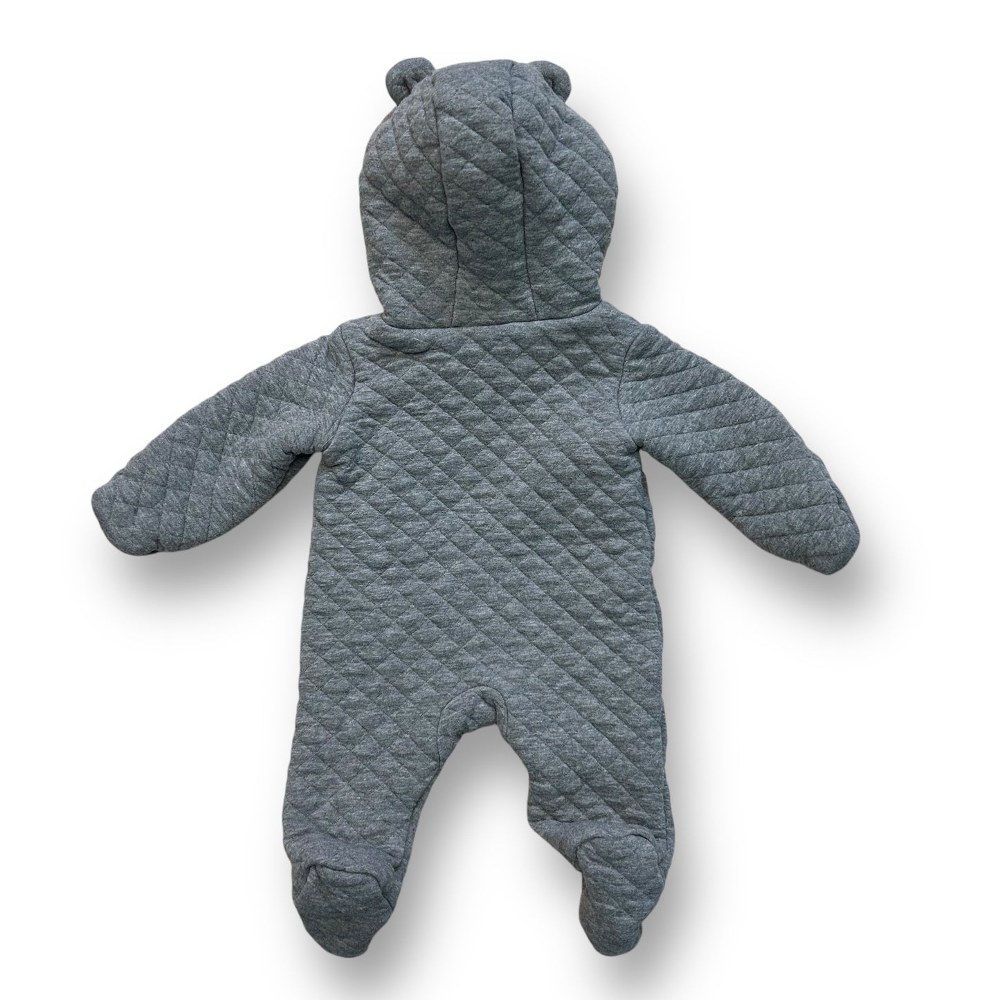Carter's Newborn Boys Outerwear Gray Quilted Snap-Up Sherpa Teddy Hood Bunting