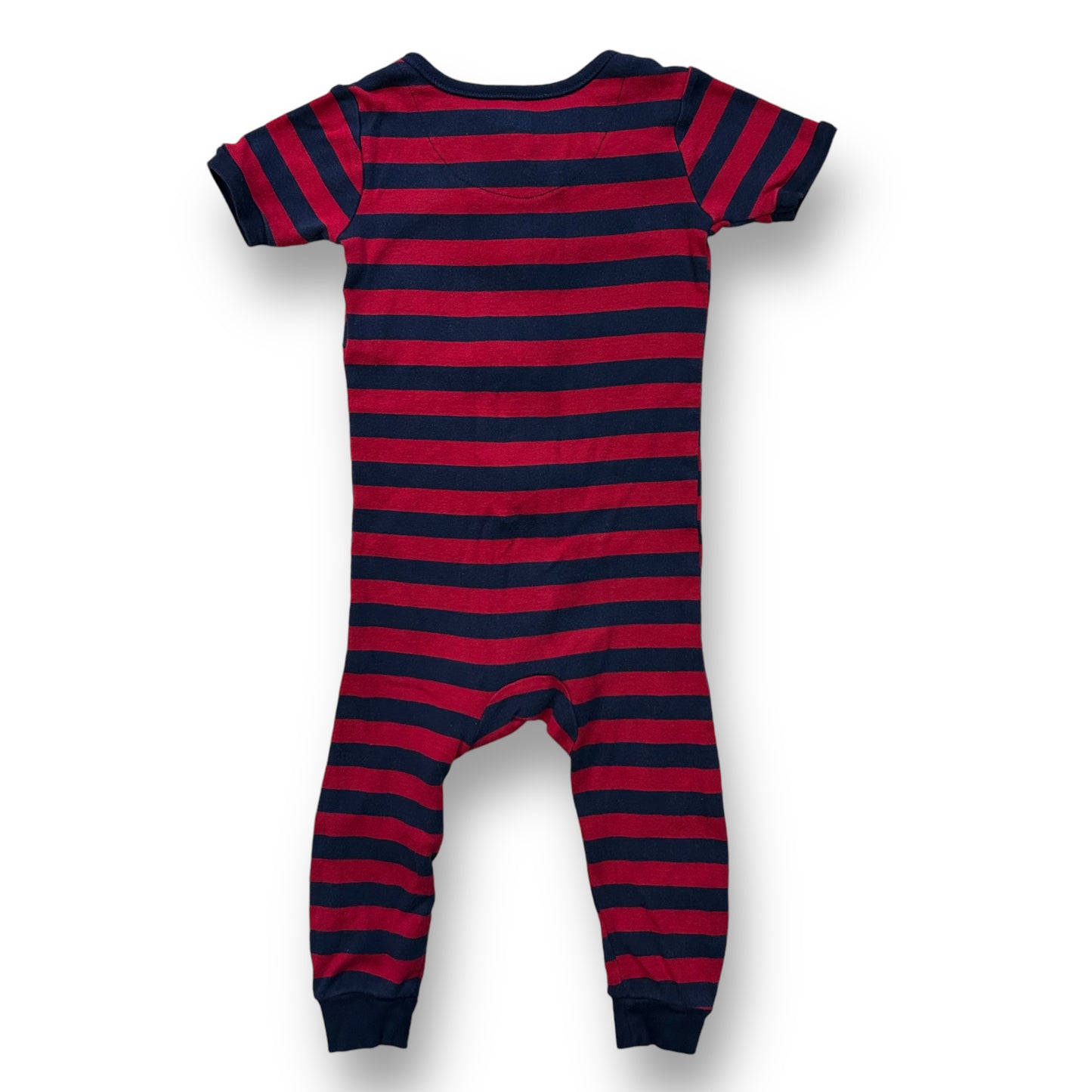 Footless Pajamas Boys Size 12-18 Months Navy and Red Full Zip PJ's