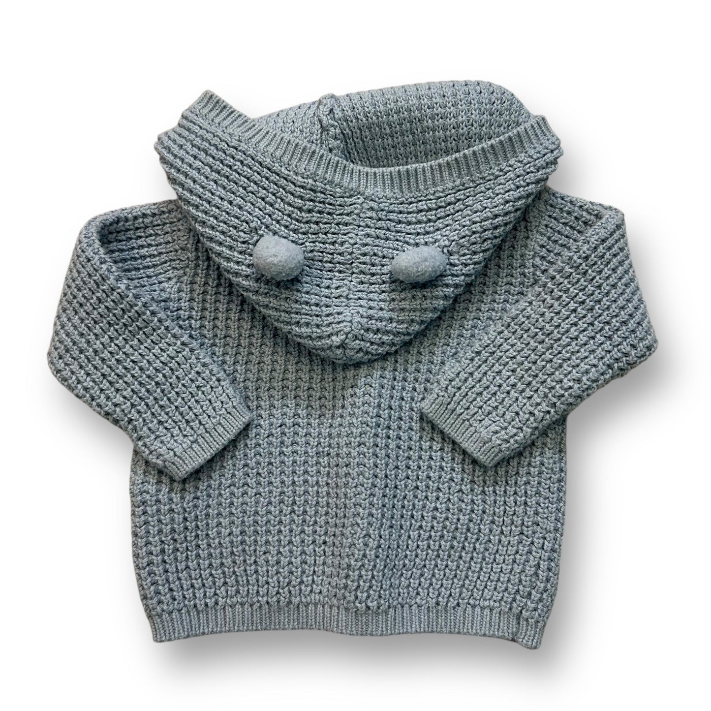 Carter's Baby Boy Sweater 3 Months Country Blue Cardigan with Teddy Bear Hood