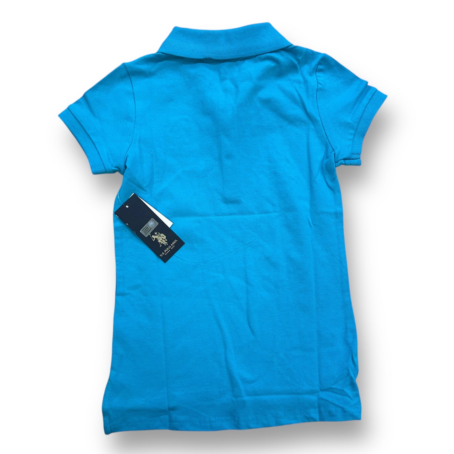 NEW! US Polo Girls Size 8/10 Embroidered Logo Blue Short Sleeve Polo Shirt