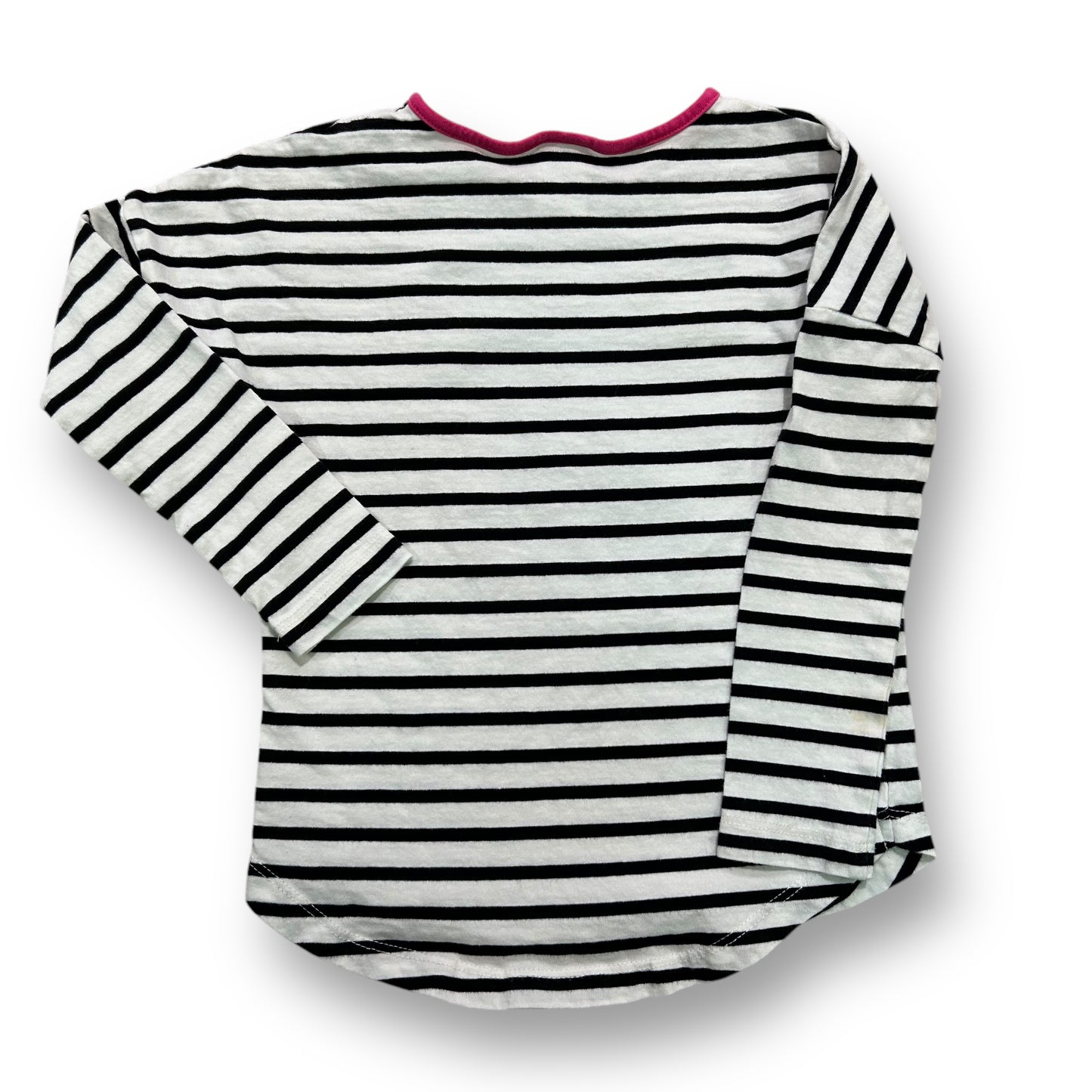 Gymboree Girls Size 4 Black and White Striped Long Sleeve Sequin Kitty Shirt