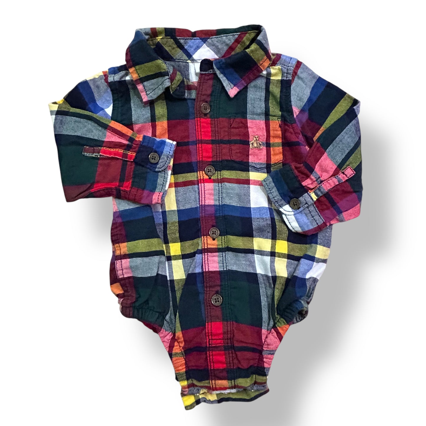 Baby Gap Size 6-12 Months Boys Plaid Shirt Snap Bottom Flannel Bodysuit