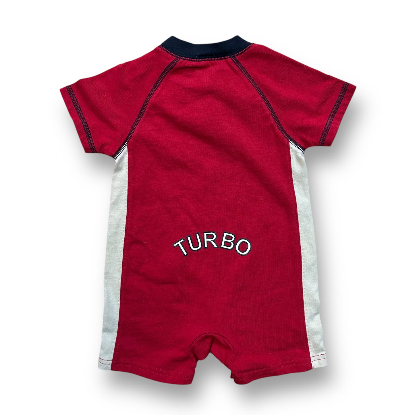 Gymboree Boys Romper Size 6-12 Months Red Snap Bottom Racecar One Piece