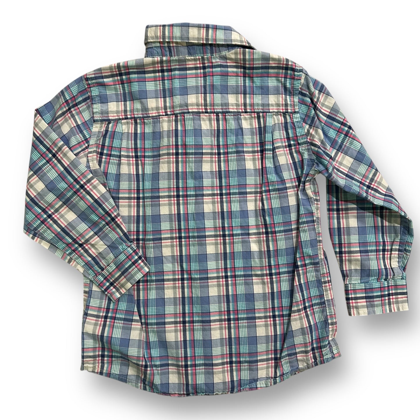 Boys Children's Place Size 4T Blue Plaid Long Sleeve Button Down Shirt